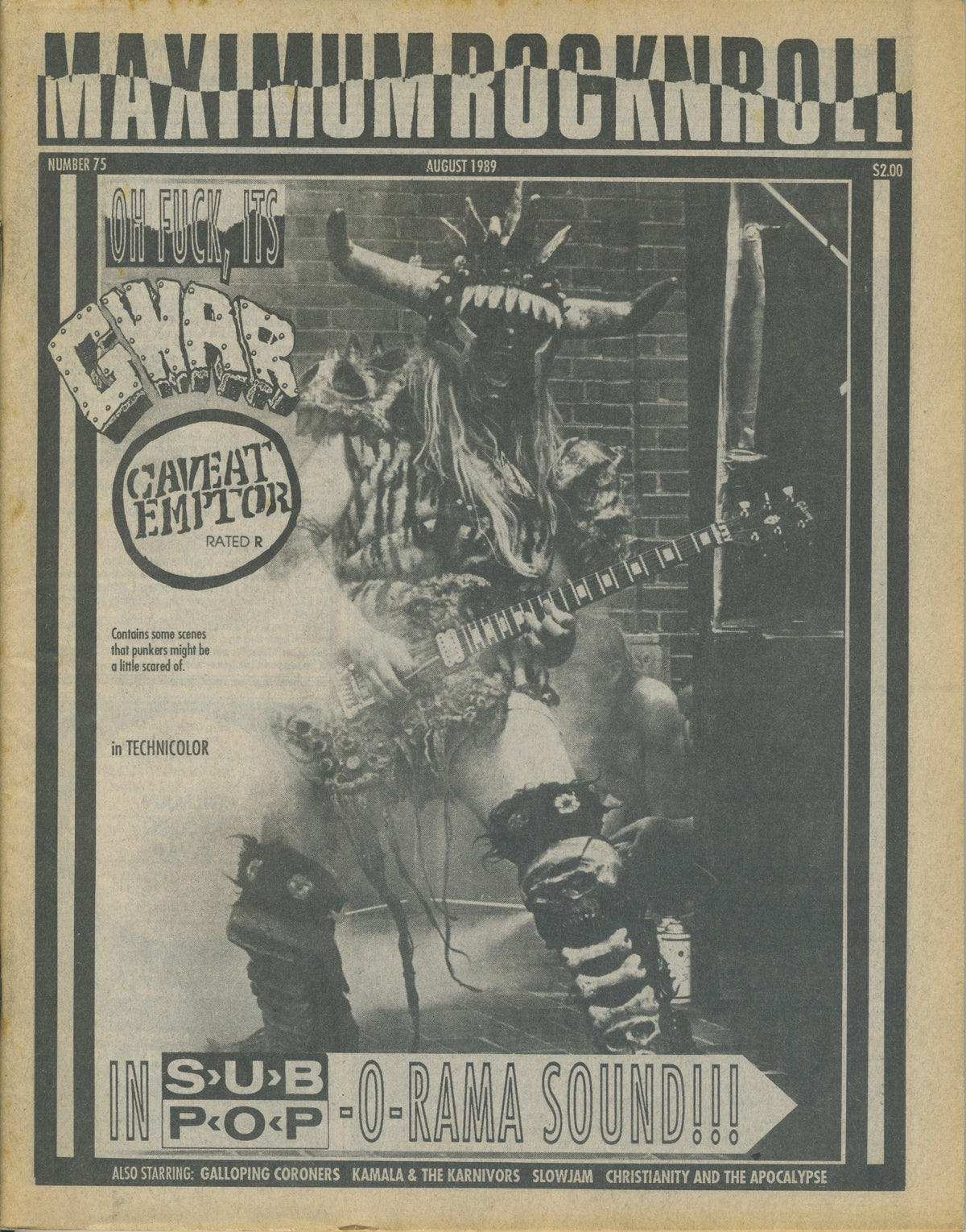 Vintage Maximum RockNRoll &quot;Gwar&quot; August &#39;89 Issue #75