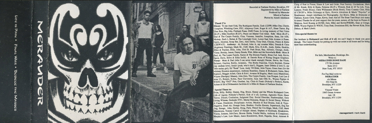 Vintage Merauder "Merauder" NYHC '93 Demo Tape