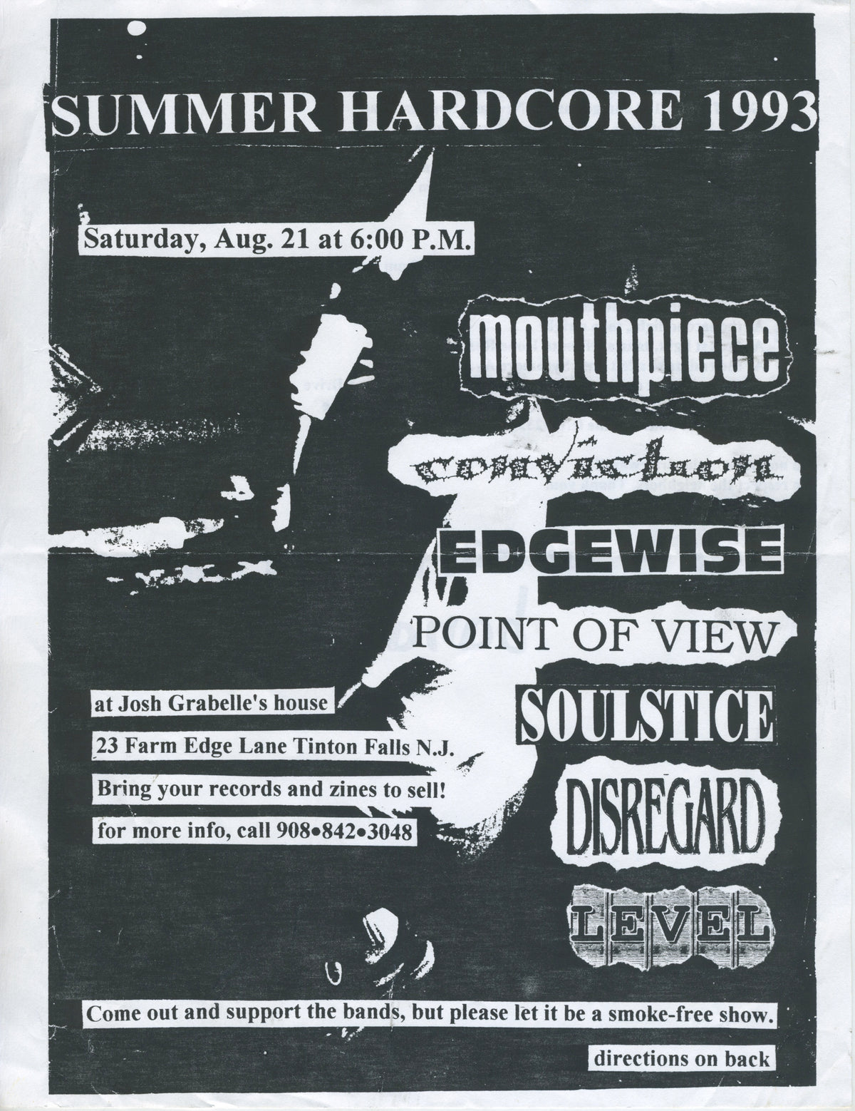 Vintage Mouthpiece Conviction Edgewise Solstice @ Josh Grabelles &quot;NJHC&quot; Show Flyer