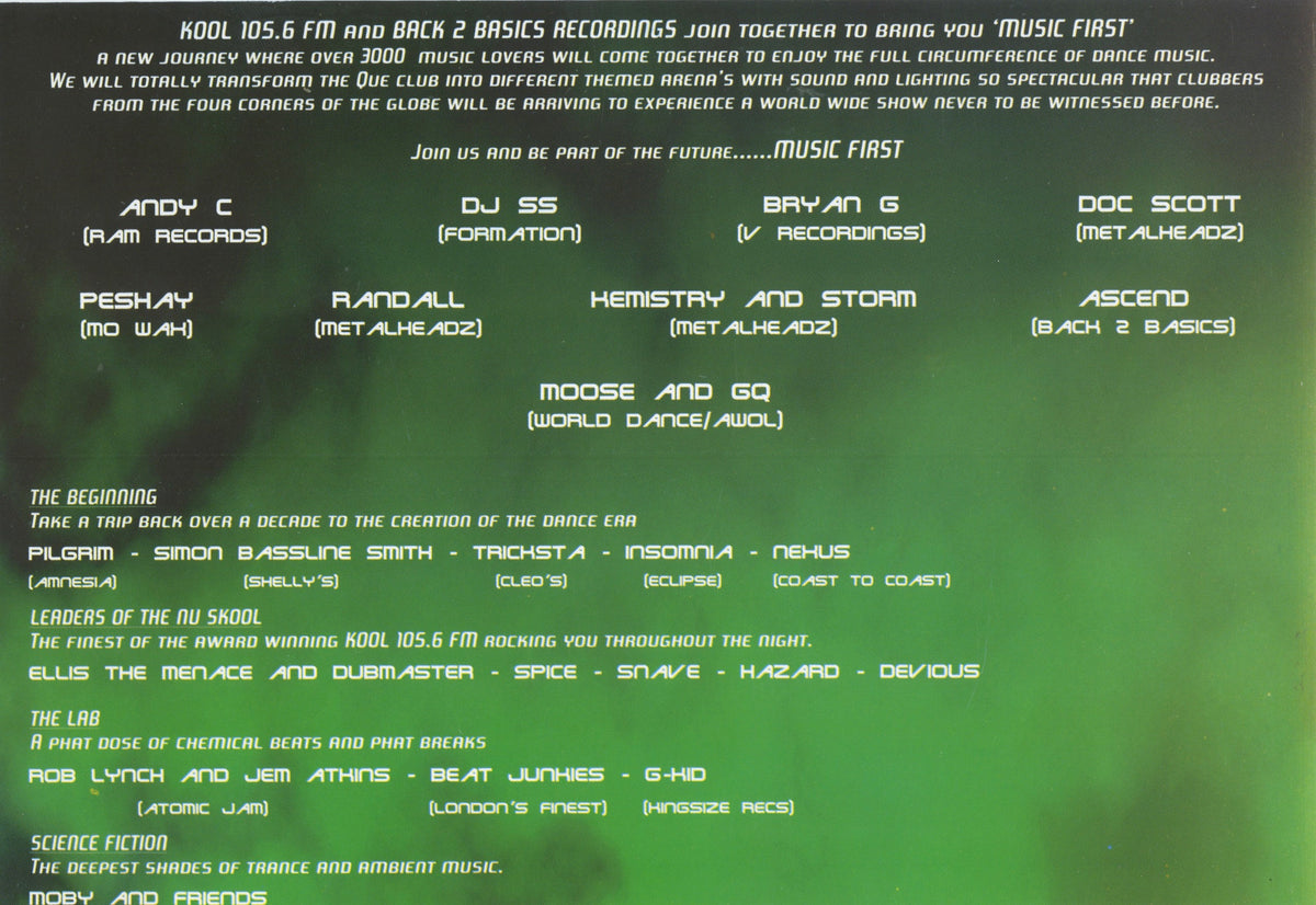Vintage Music First &#39;98 Birmingham UK &quot;Dance Music&quot; Kemistry &amp; Storm Flyer