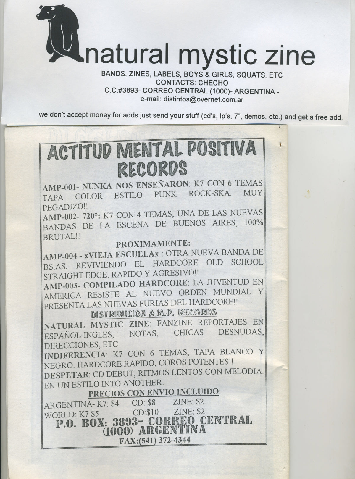 Vintage Natural Mystic Fanzine &quot;Buenos Aires Argentina&quot; Year 1 Issue #2