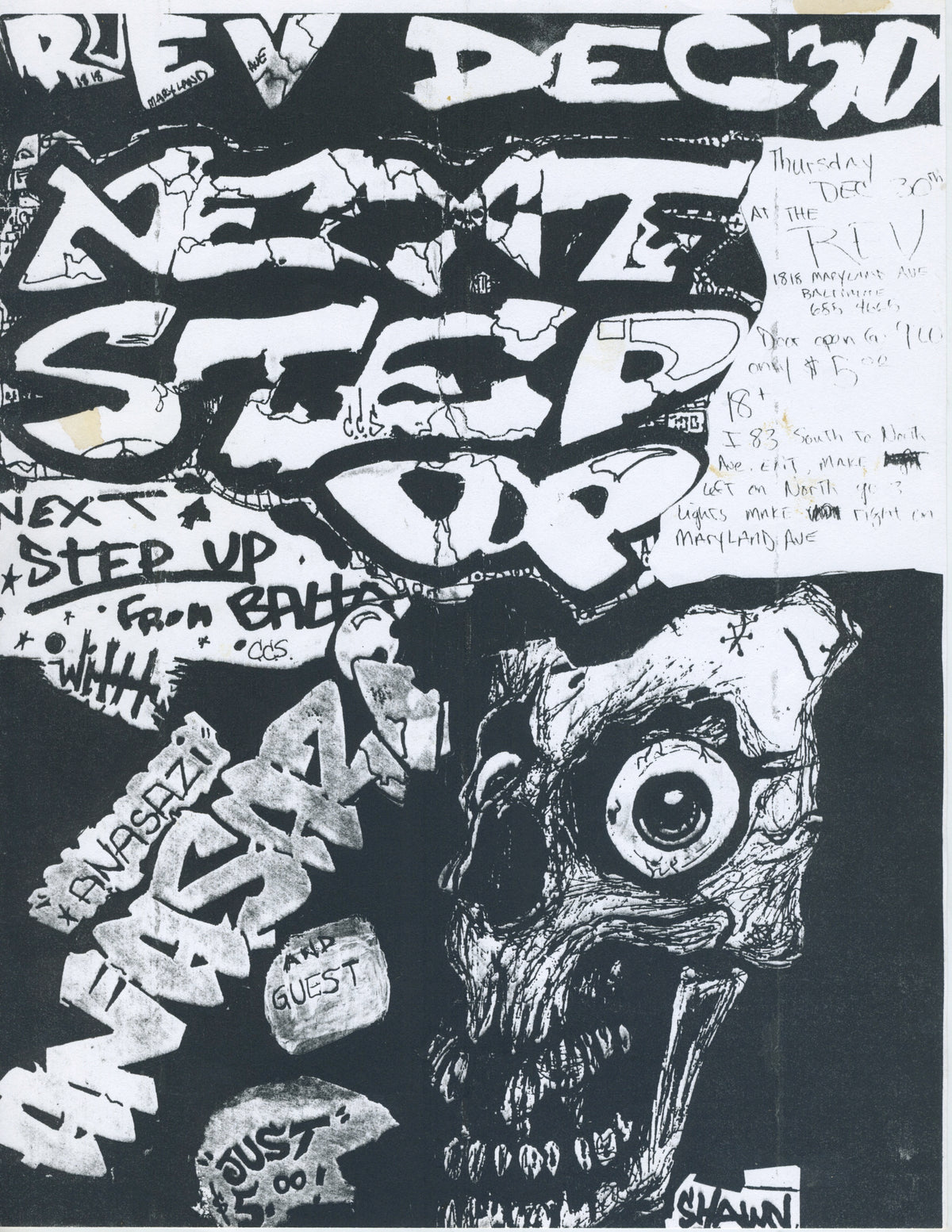 Vintage Next Step up Anasazi &quot;The Rev&quot; Baltimore, MD Show Flyer