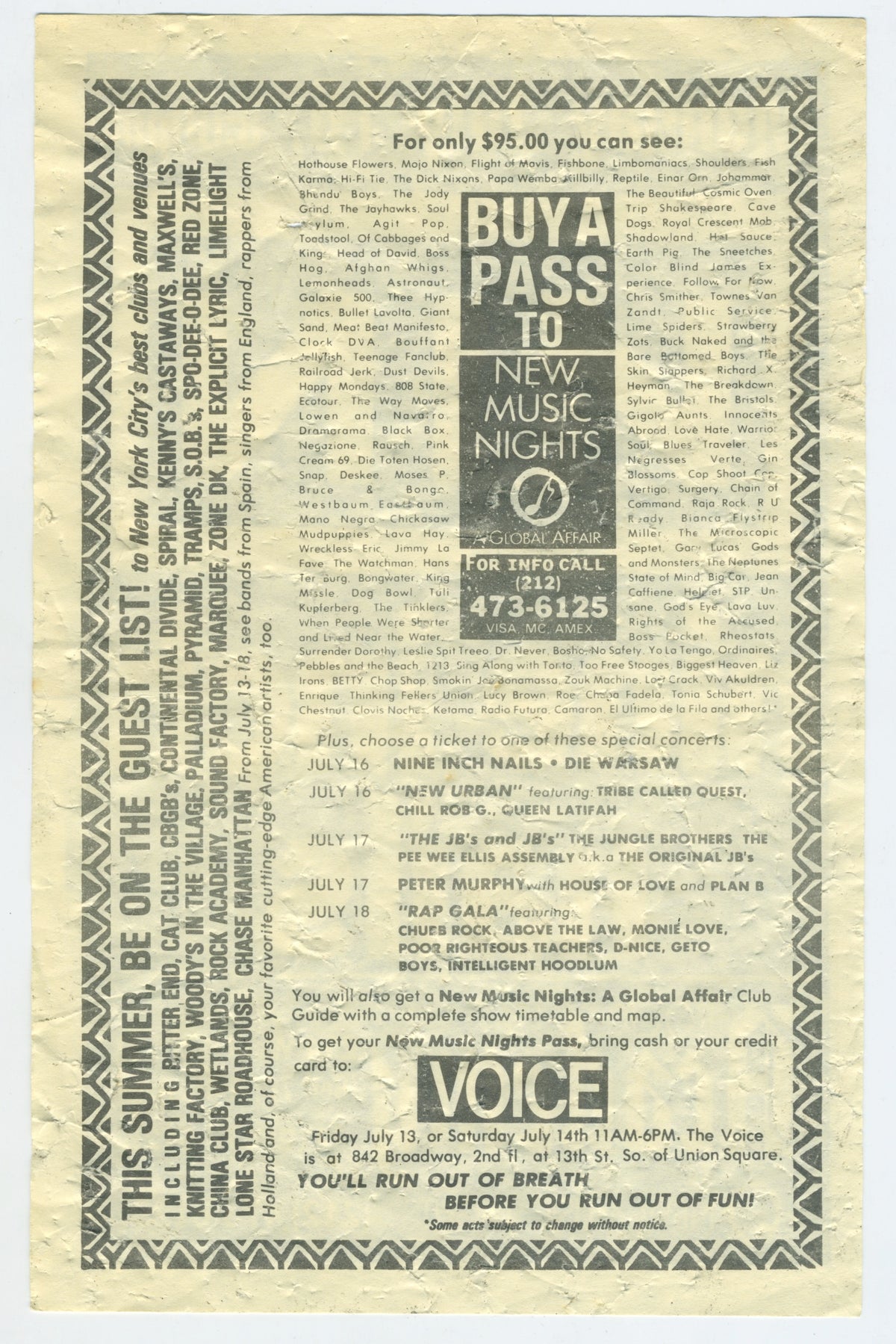 Vintage Nine Inch Nails &quot;Rock Academy&quot; &#39;90 Show Flyer