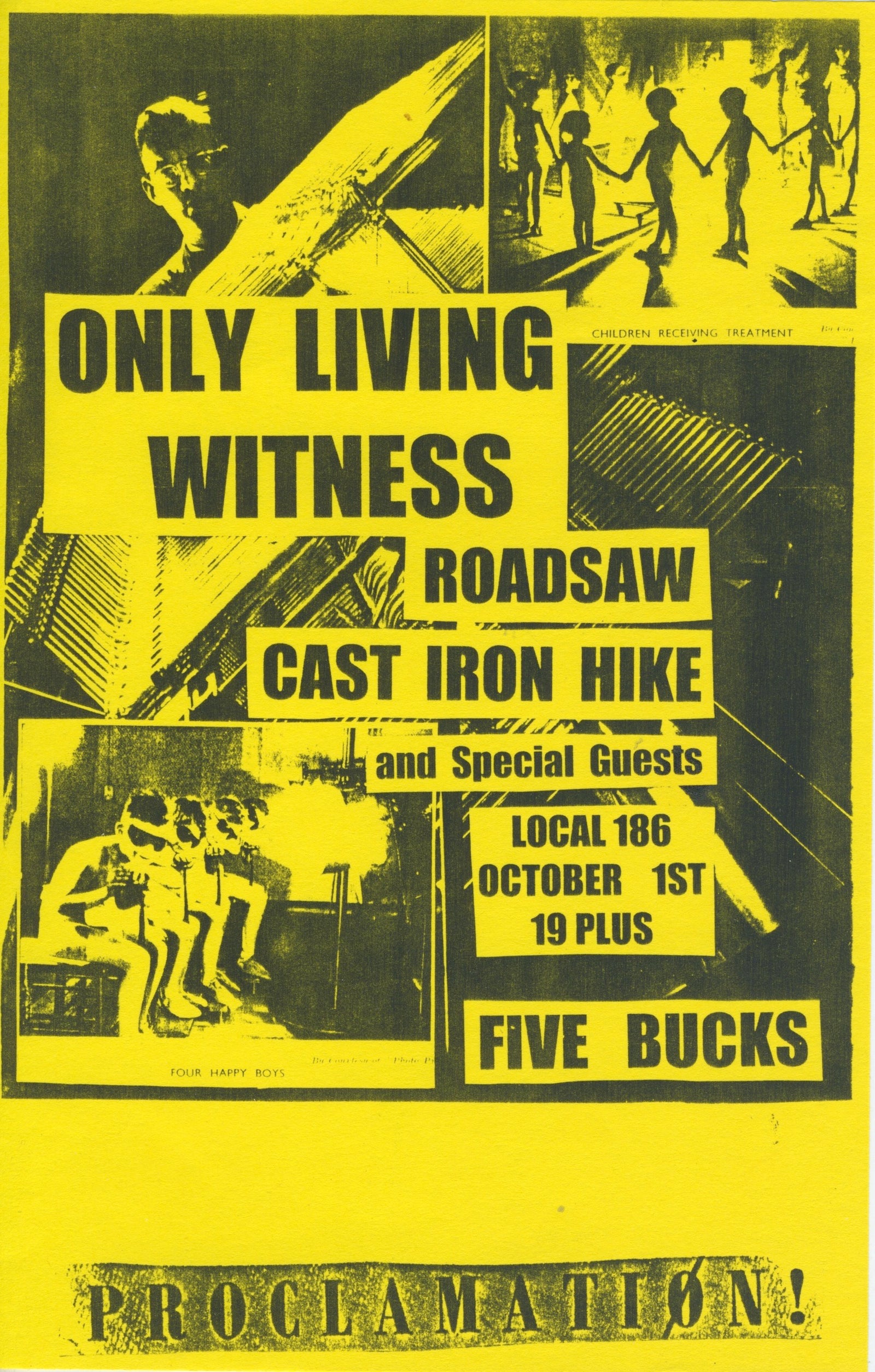 Vintage Only Living Witness Roadsaw Cast Iron Hike "Local 186" Hardcore Handbill Flyer - jointcustodydc