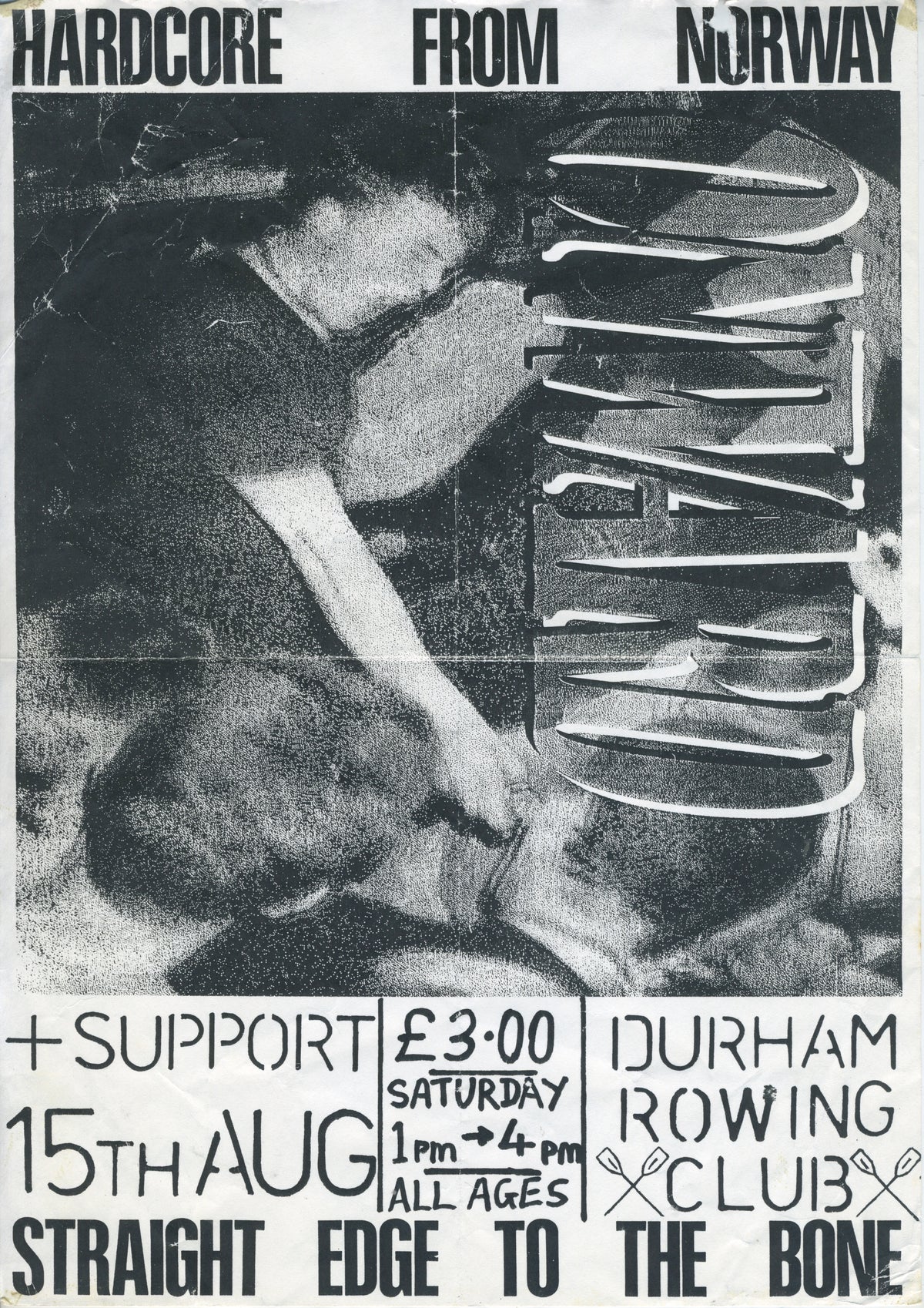 Vintage Onward "Straight Edge To The Bone" Durham UK Rowing Club Flyer