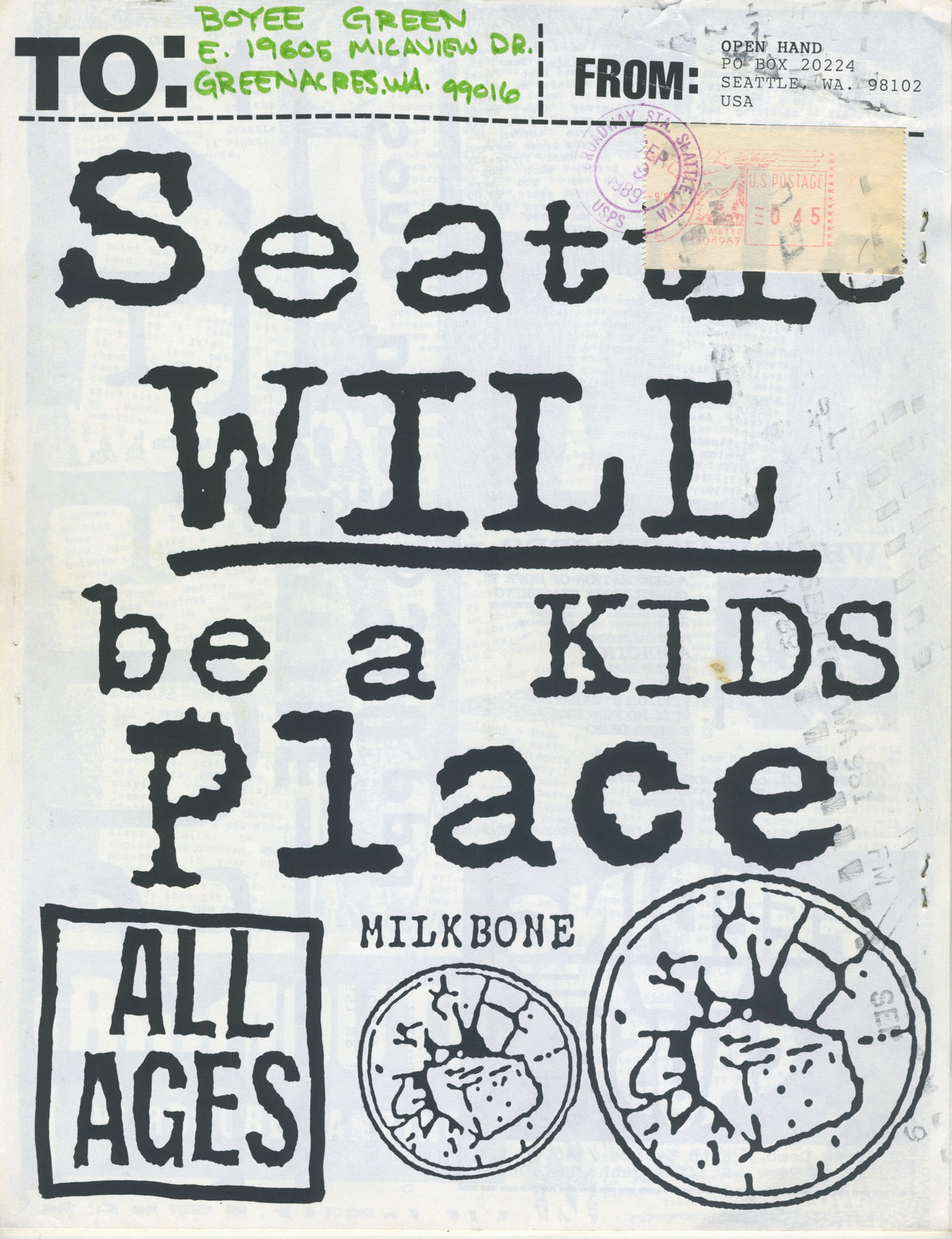 Vintage Open Hand &quot;Issue #1&quot; Seattle Hardcore Fanzine