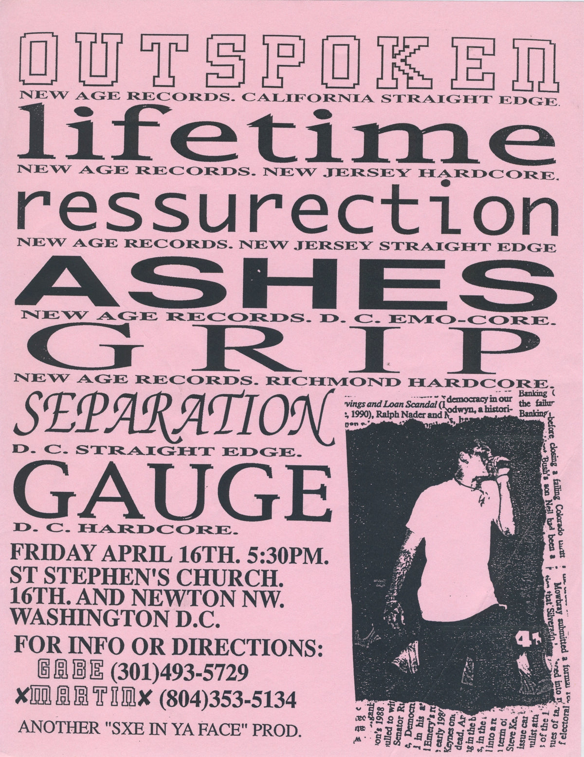 Vintage Outspoken Lifetime Resurrection Ashes Grip Separation Gauge &quot;St. Stephens&quot; Washington, DC Flyer