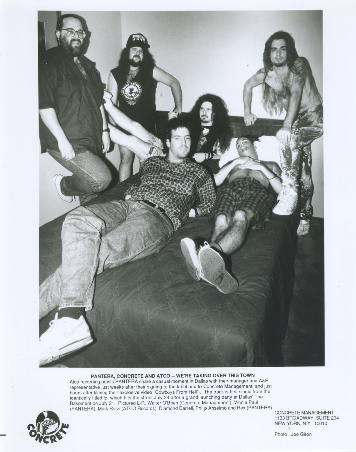Vintage Pantera "Concrete Management" Promo Press Photo