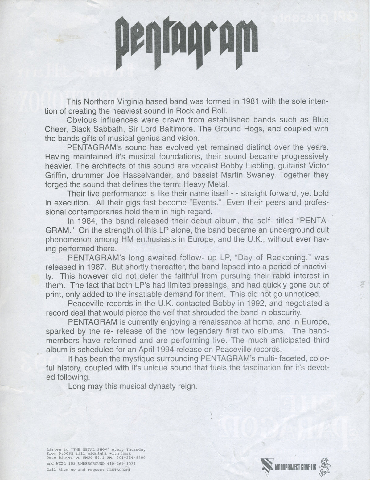 Vintage Pentagram Iron Man Unorthodox "The Paragon" College Park, MD Flyer + Cardstock Postcard - jointcustodydc