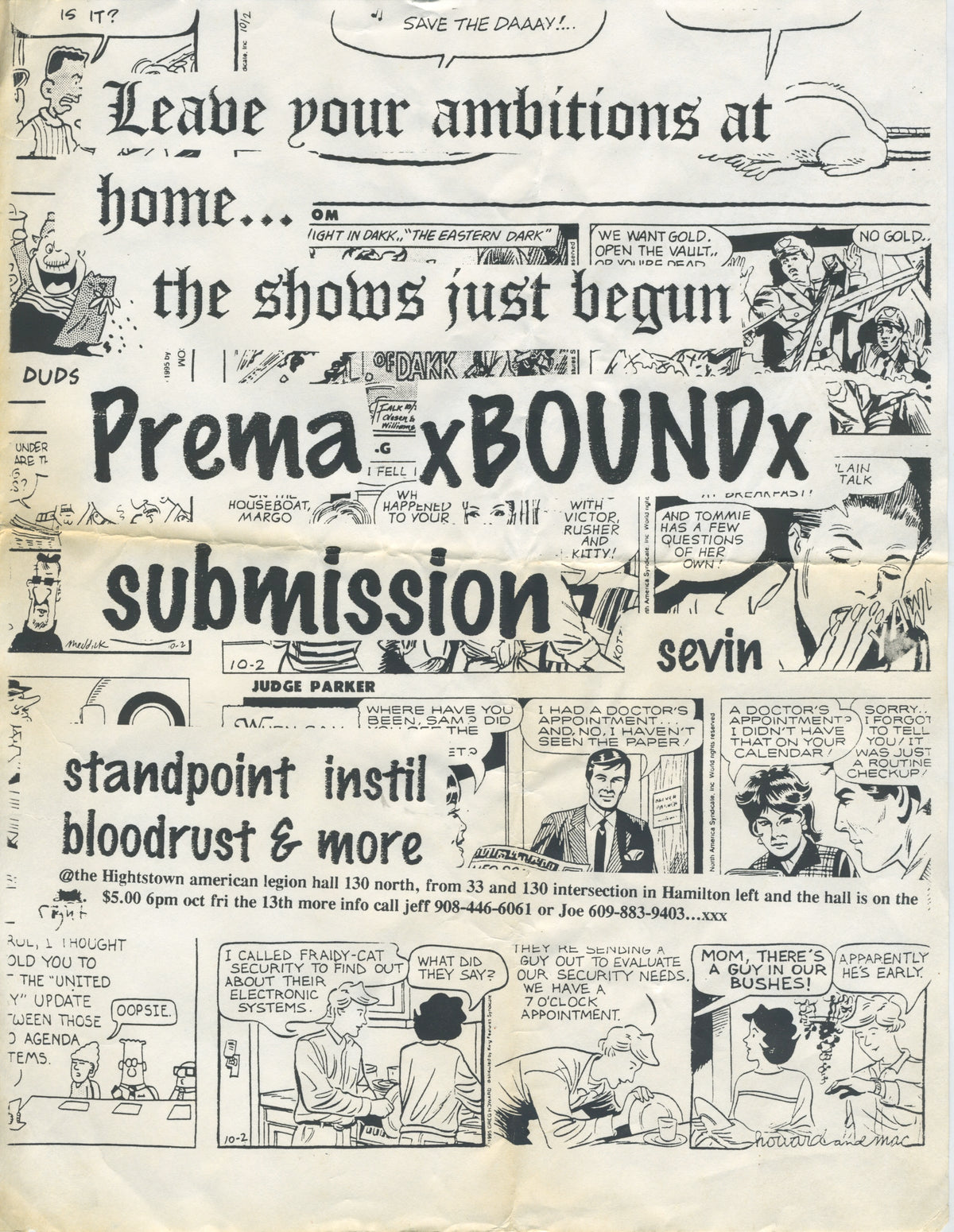 Vintage Prema XBoundX Submission Sevin &quot;Hightstown, NJ&quot; Hardcore Show Flyer