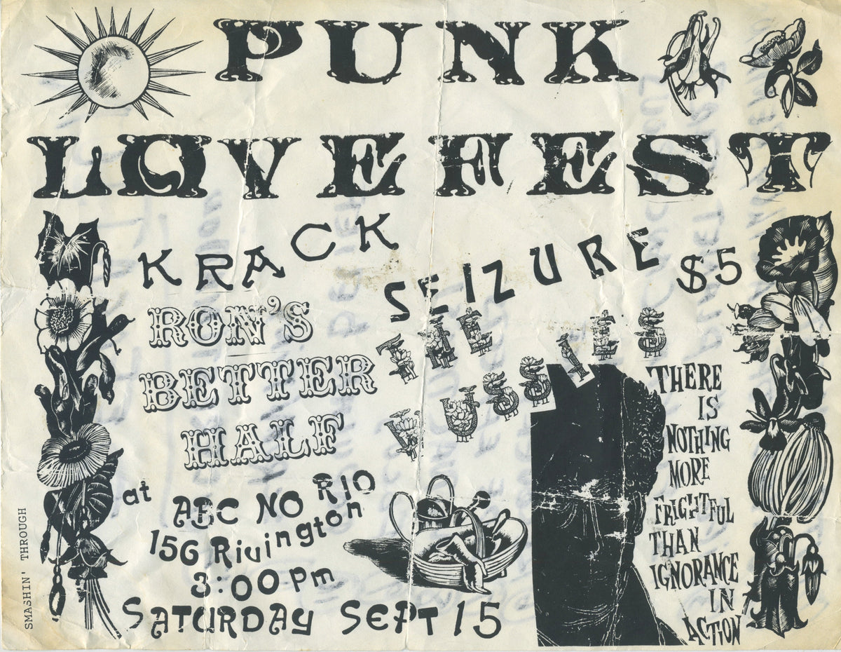 Vintage Punk Love Fest &quot;ABC No Rio&quot; + Defecation Setlist Flyer