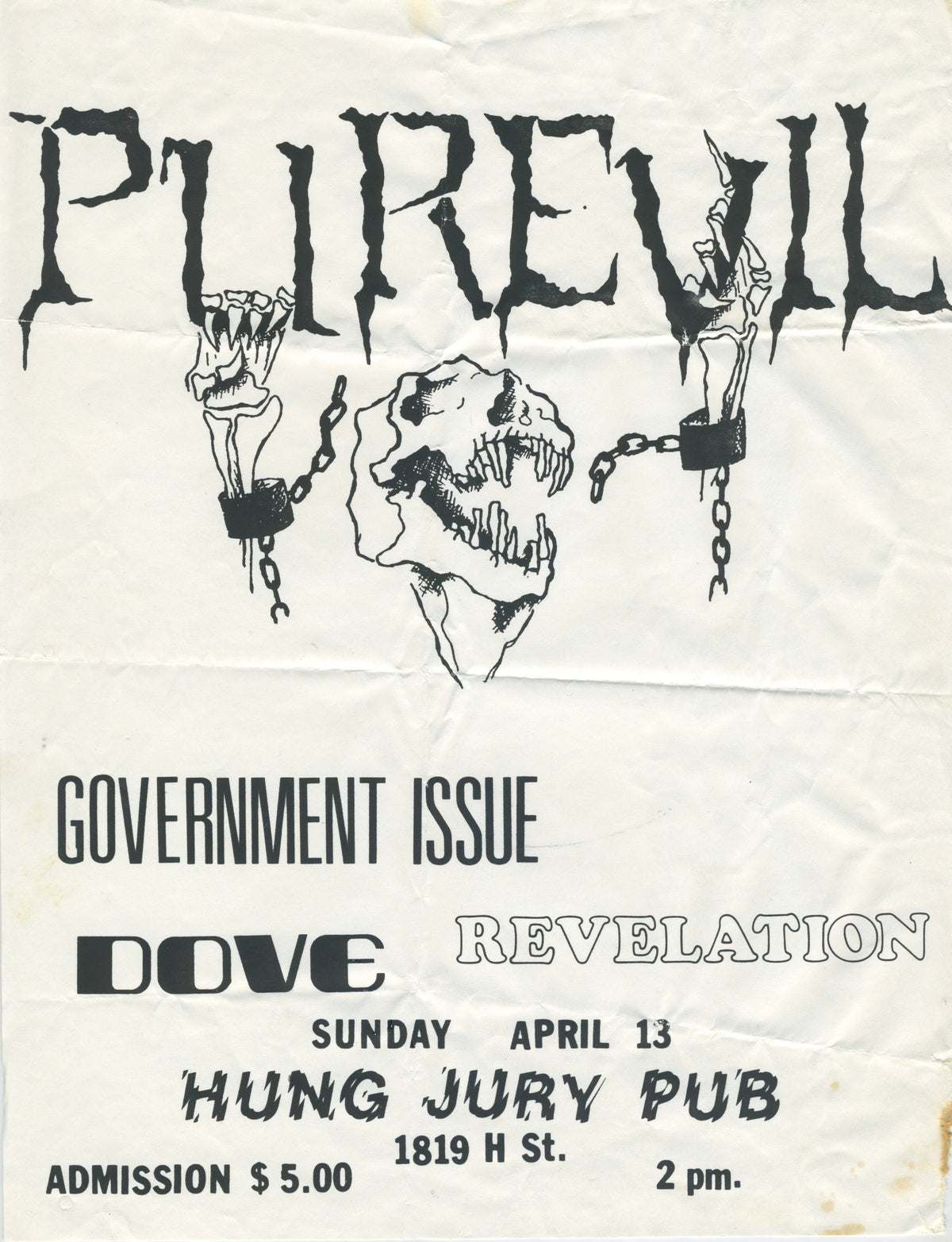 Vintage Purevil Government Issue DOVE Revelation &quot;Hung Jury Pub&quot; DC Show Flyer