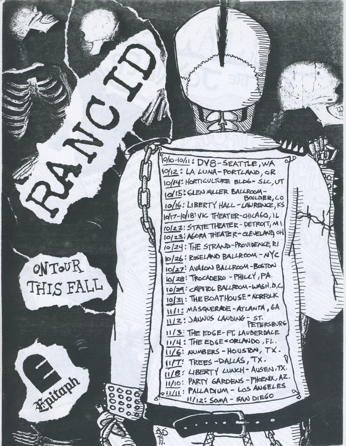 Vintage Rancid and "Pennywise" Double-Sided '95 Tour Flyer