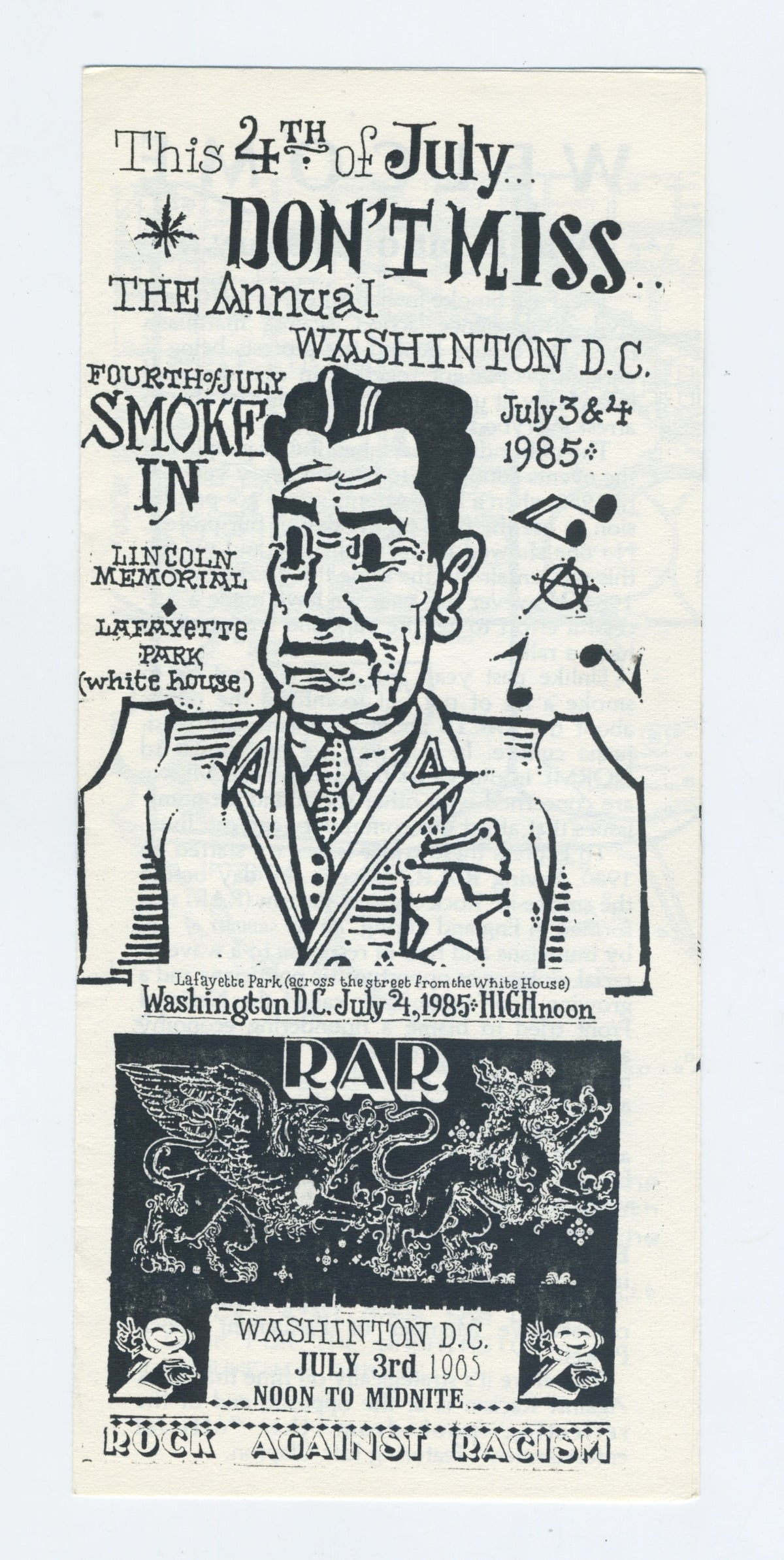 Vintage Rock Against Racism/Smoke In &quot;Washington, D.C.&quot; &#39;85 Pamphlet