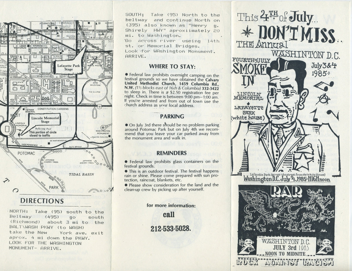 Vintage Rock Against Racism/Smoke In &quot;Washington, D.C.&quot; &#39;85 Pamphlet