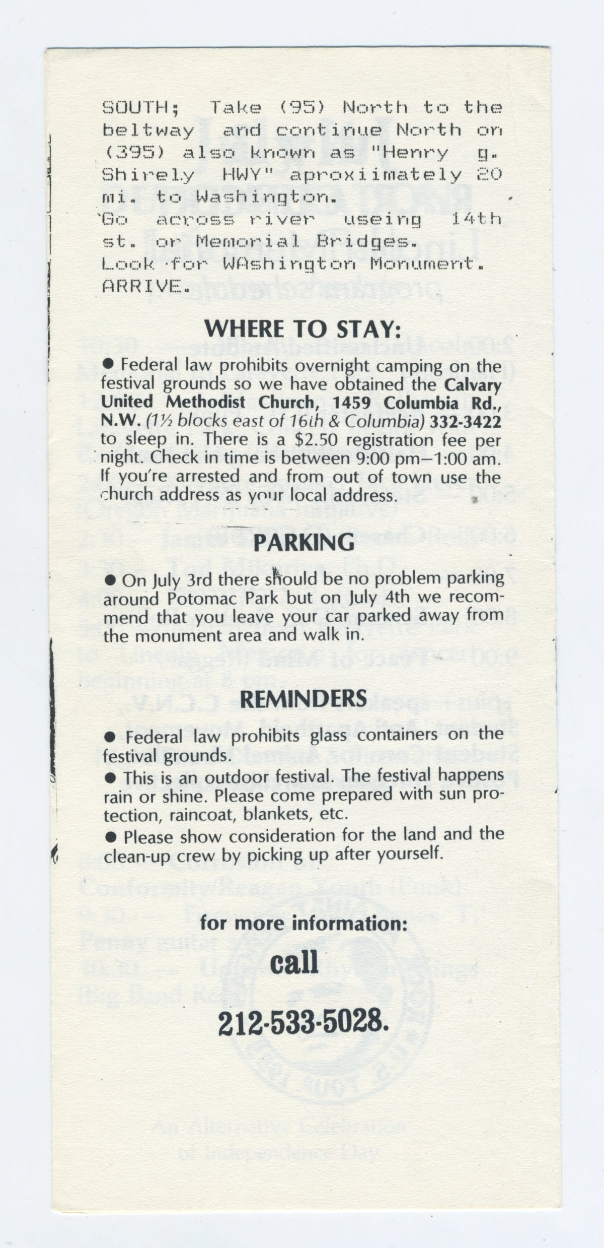 Vintage Rock Against Racism/Smoke In &quot;Washington, D.C.&quot; &#39;85 Pamphlet