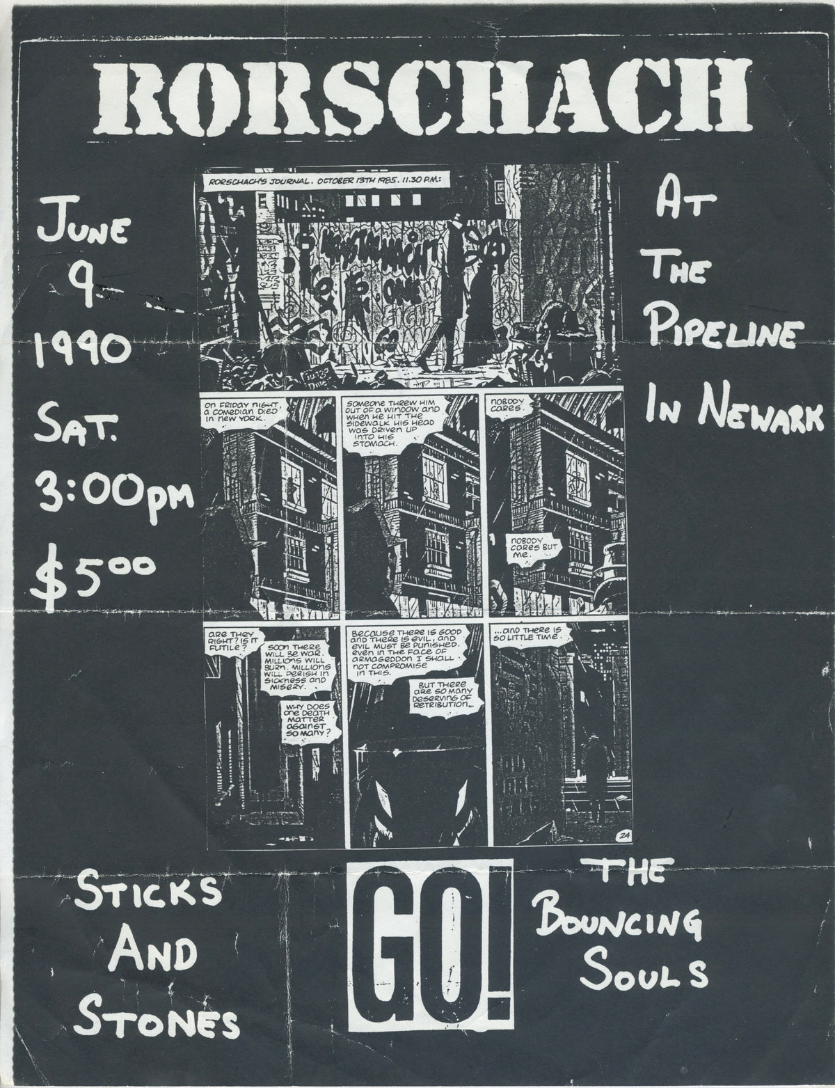 Vintage Rorschach GO! Bouncing Souls "The Pipeline" NJ Show Flyer - jointcustodydc