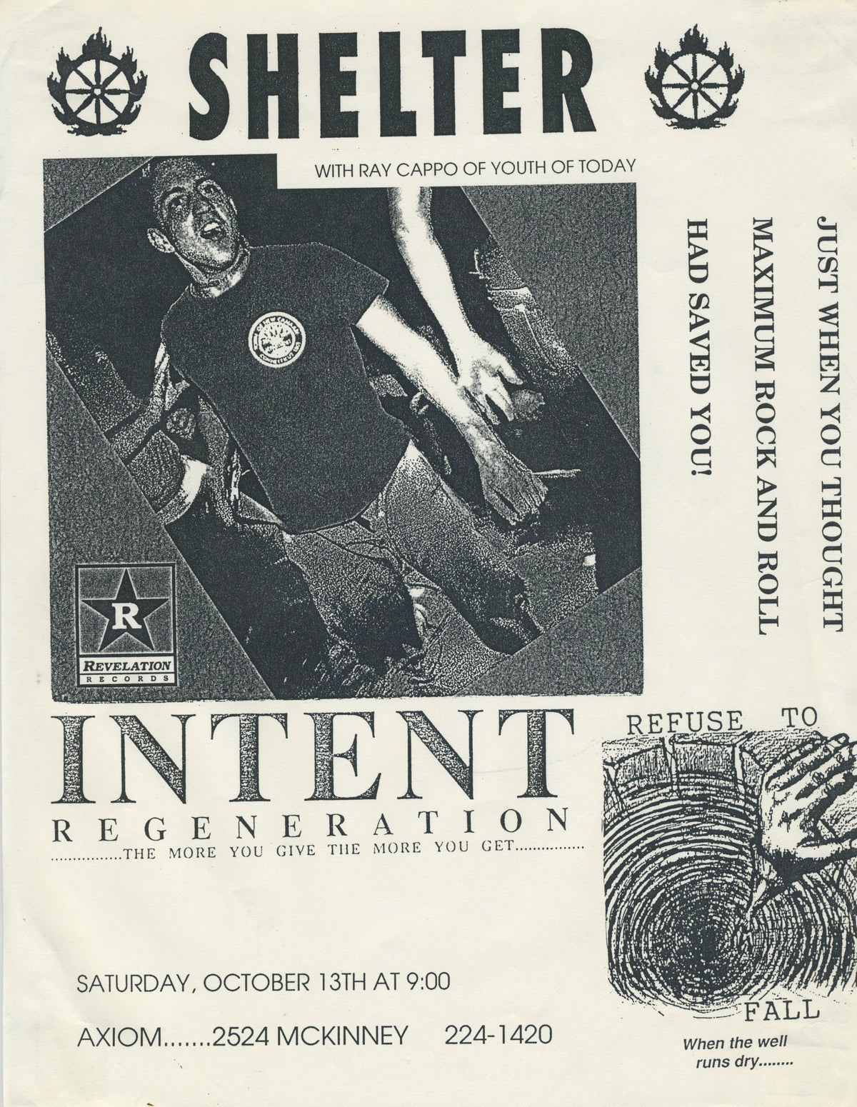 Vintage Shelter Intent &quot;Houston, Texas&quot; Axiom Show Flyer