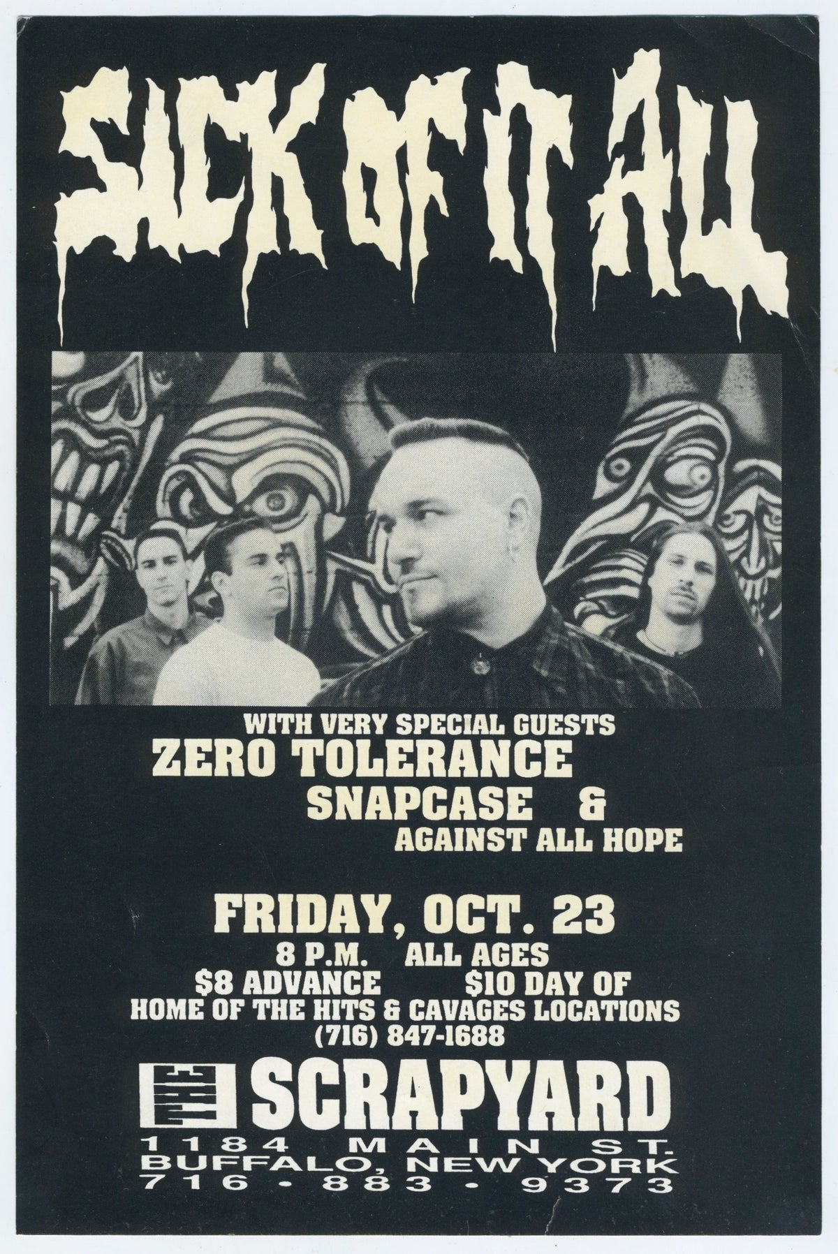 Vintage Sick Of It All Zero Tolerance Snapcase &quot;The Scrapyard&quot; Buffalo, N.Y. Show Flyer