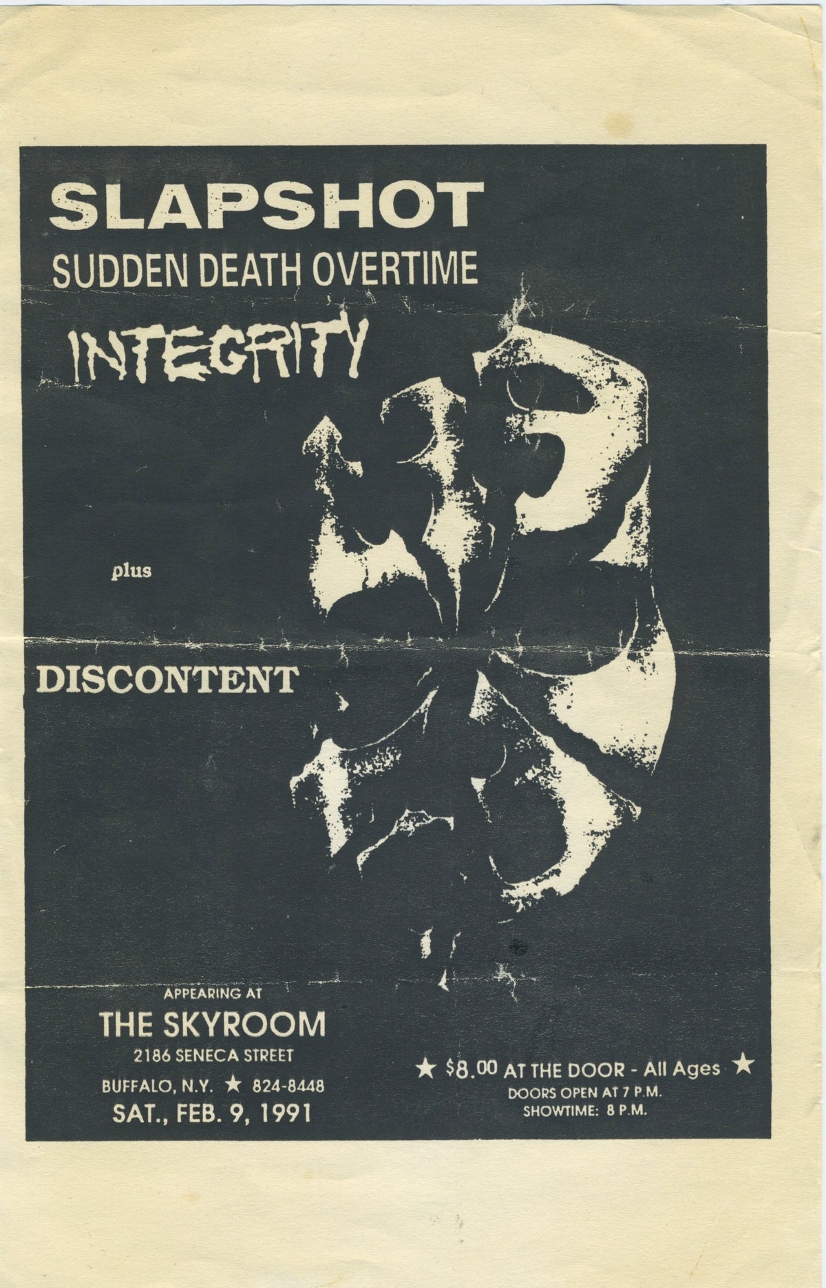 Vintage Slapshot Integrity Discontent "The Skyrim" Buffalo, NY Handbill