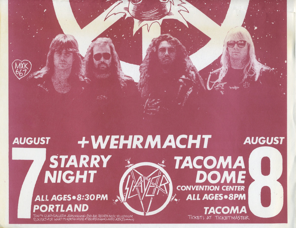 Vintage Slayer + Wehrmacht  &quot;Tacoma Dome + Starry Night&quot; 2 Night South Of Heaven Offset Print