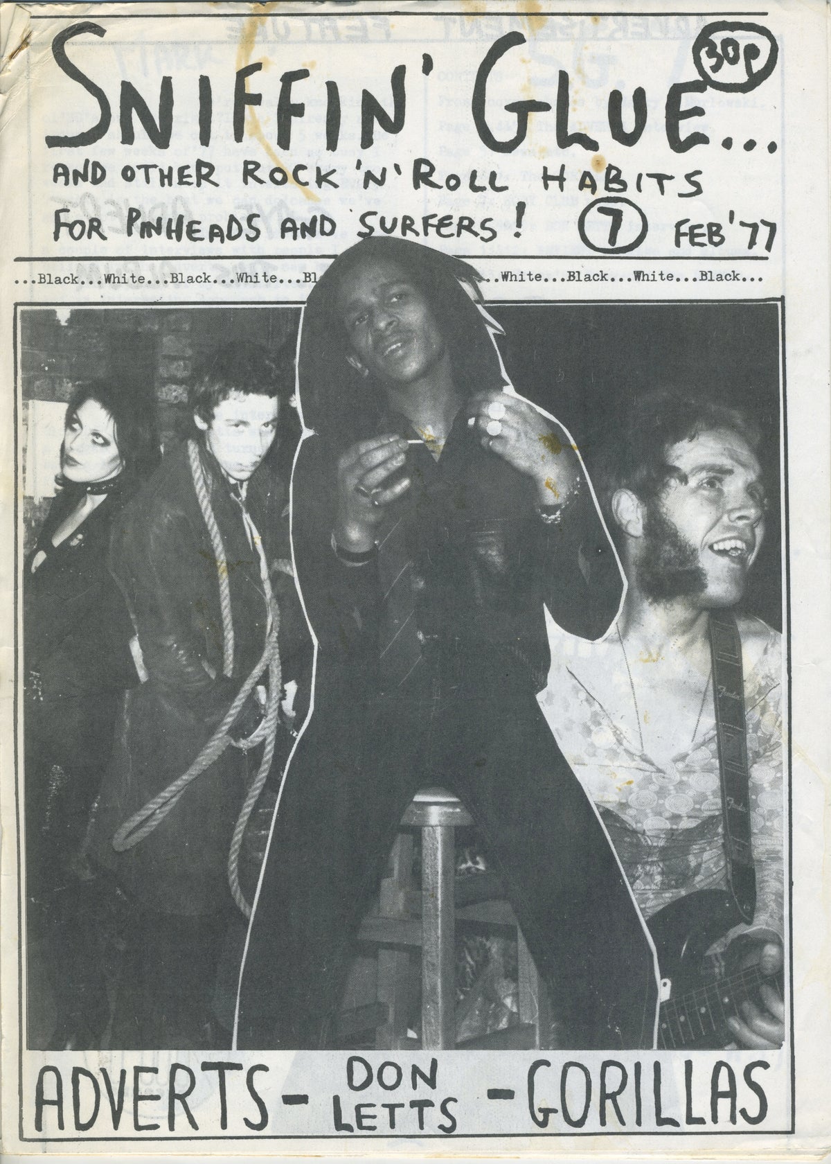 Vintage Sniffin&#39; Glue Fanzine &quot;Don Letts&quot; Issue #7