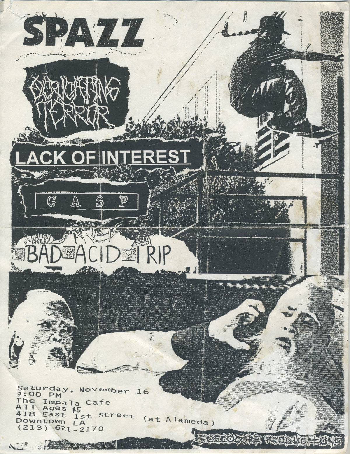Vintage Spazz Excruciating Terror Lack Of Interest Gasp Bad Acid Trip "The Impala Cafe" Downtown LA Show Flyer - jointcustodydc