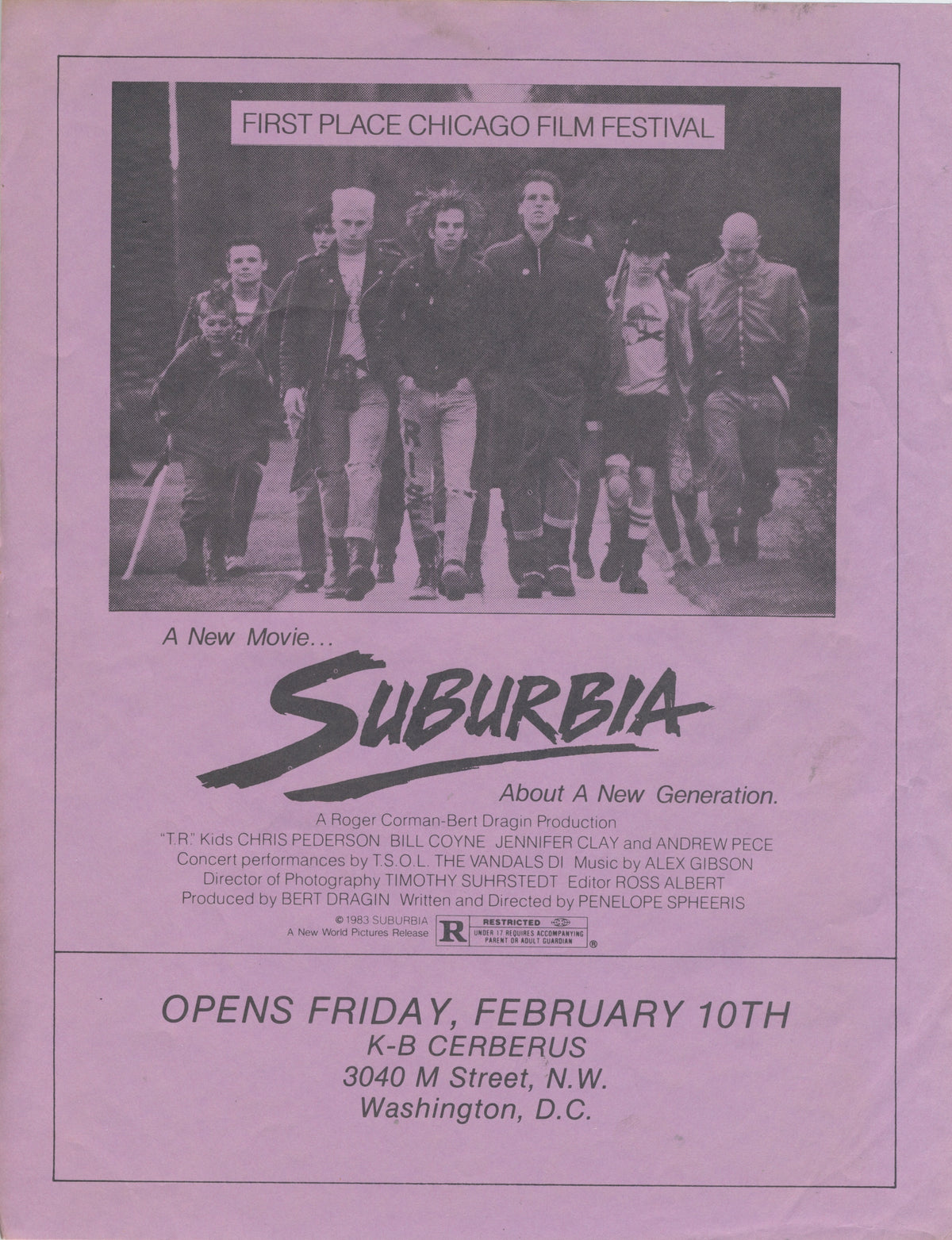 Vintage Suburbia "K-B Cerberus" Washington, D.C. Showing Flyer