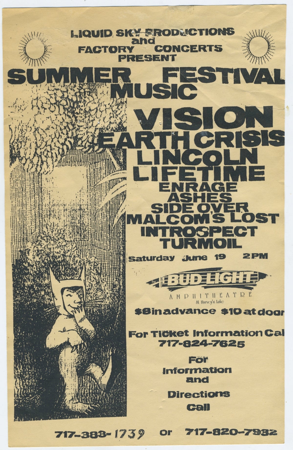 Vintage Summer Music Festival &quot;PAHC Festival&quot; Earth Crisis Vision Harvey&#39;s Lake Show Flyer