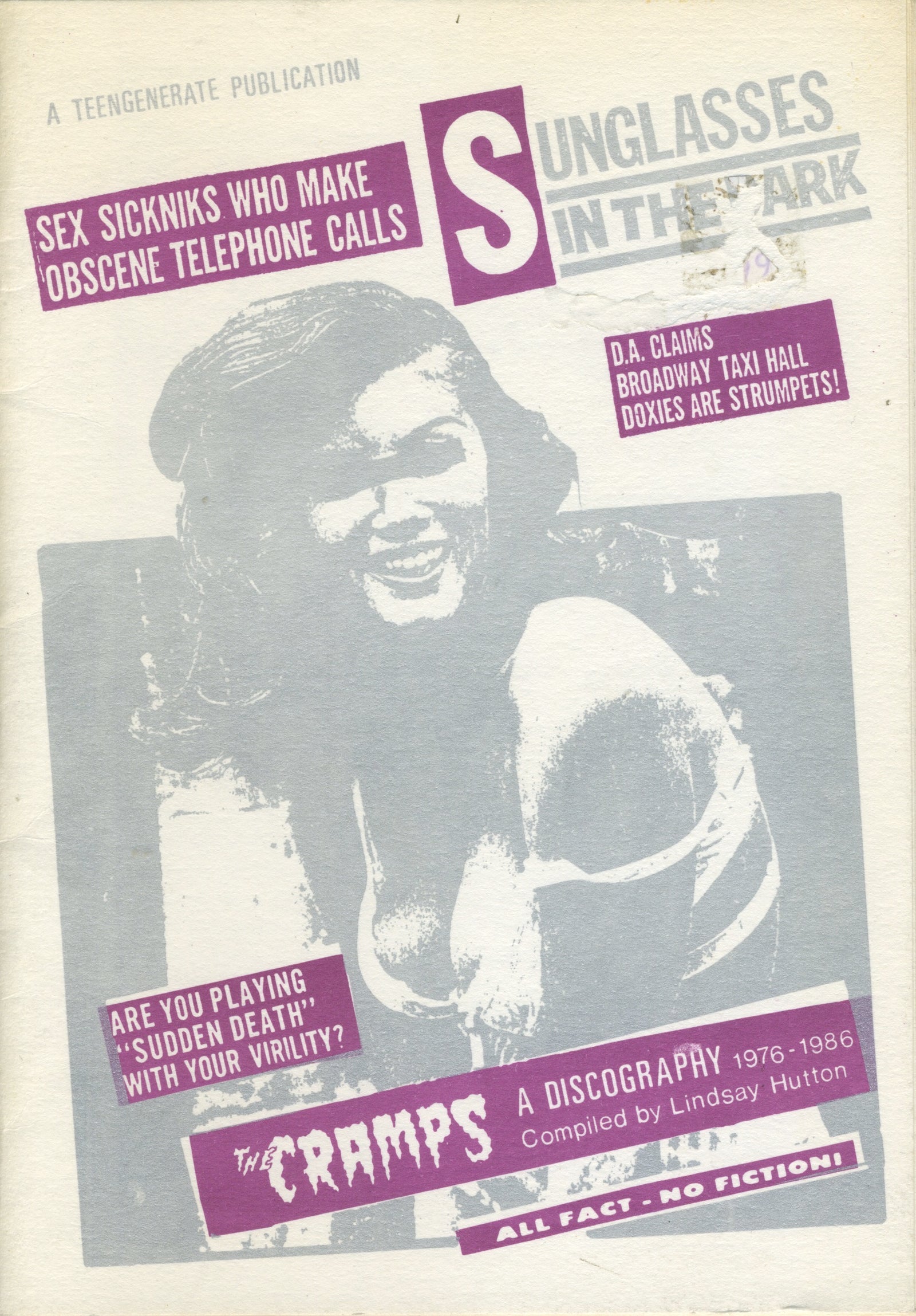 Vintage The Cramps "Sunglasses In The Park" Discography Fanzine 76-86' - jointcustodydc