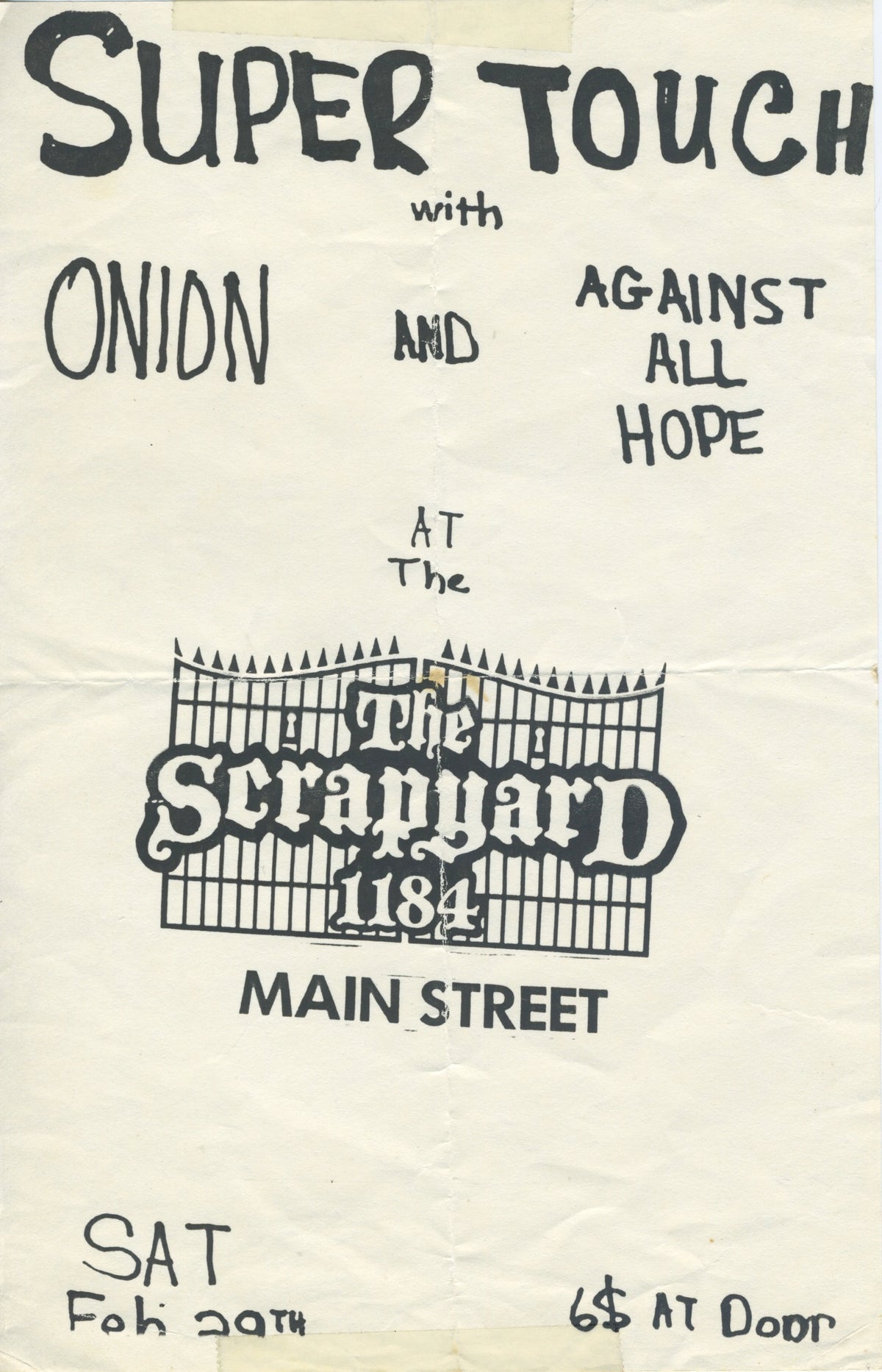 Vintage Supertouch Onion Against All Hop &quot;The Scrapyard&quot; Buffalo, NY Handbill