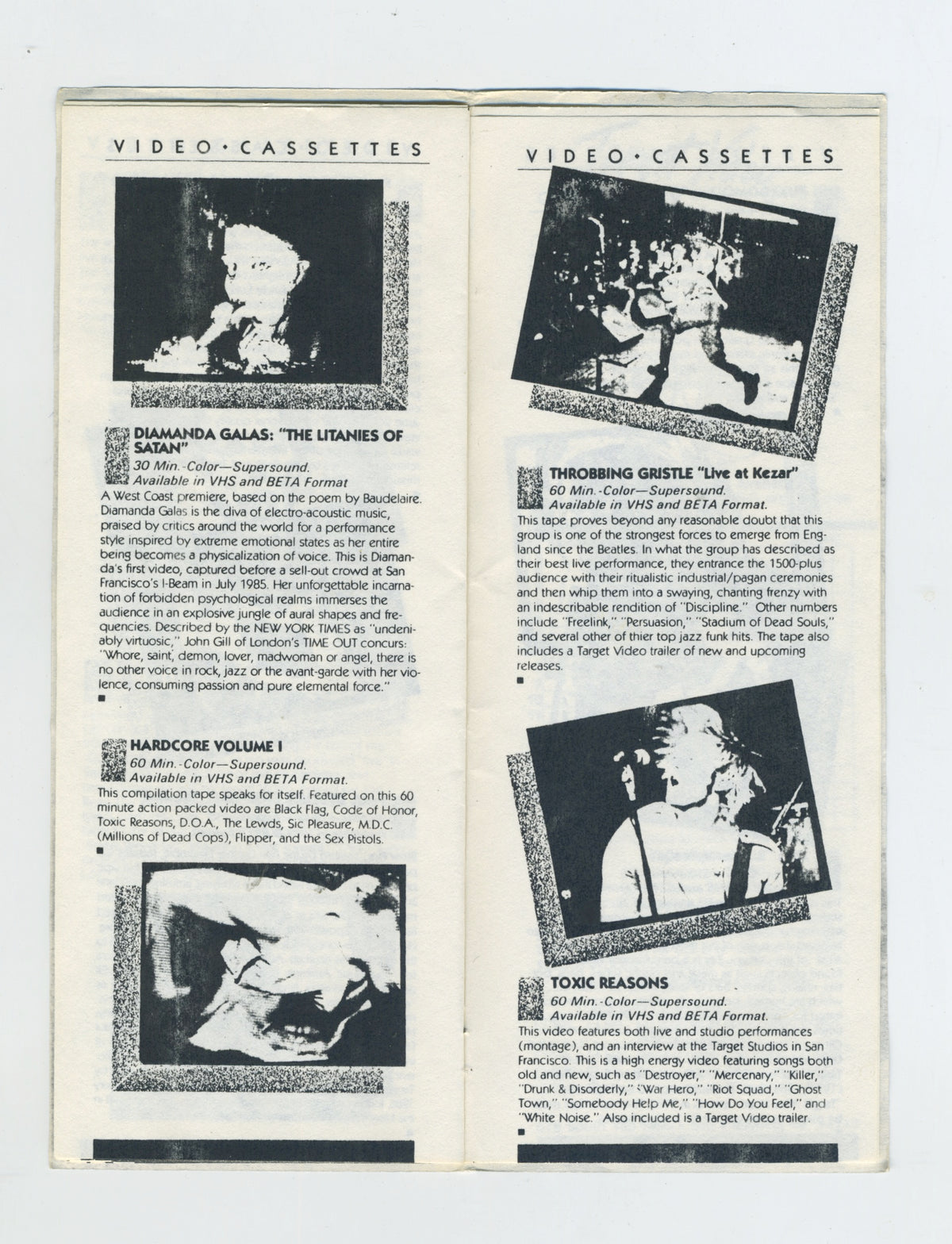 Vintage Target Video &quot;Hardcore Punk&quot; Cassette Catalog
