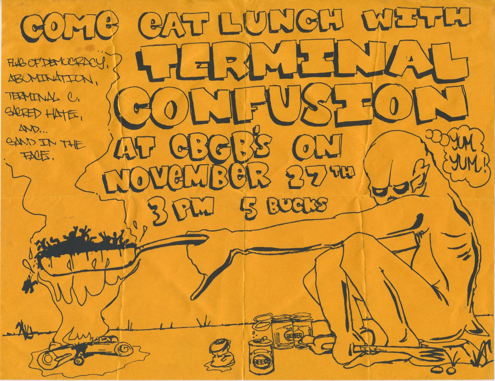 Vintage Terminal Confusion Flag Of Democracy Abomination Terminal C Sacred Hate Sand In The Face "CBGB" NYHC Flyer - jointcustodydc
