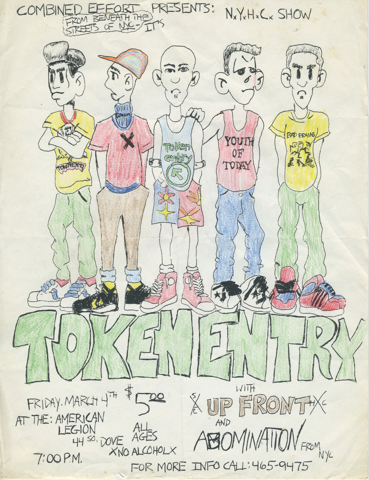 Vintage Token Entry at The American Legion "Up Front Abomination" Hardcore Flyer - jointcustodydc