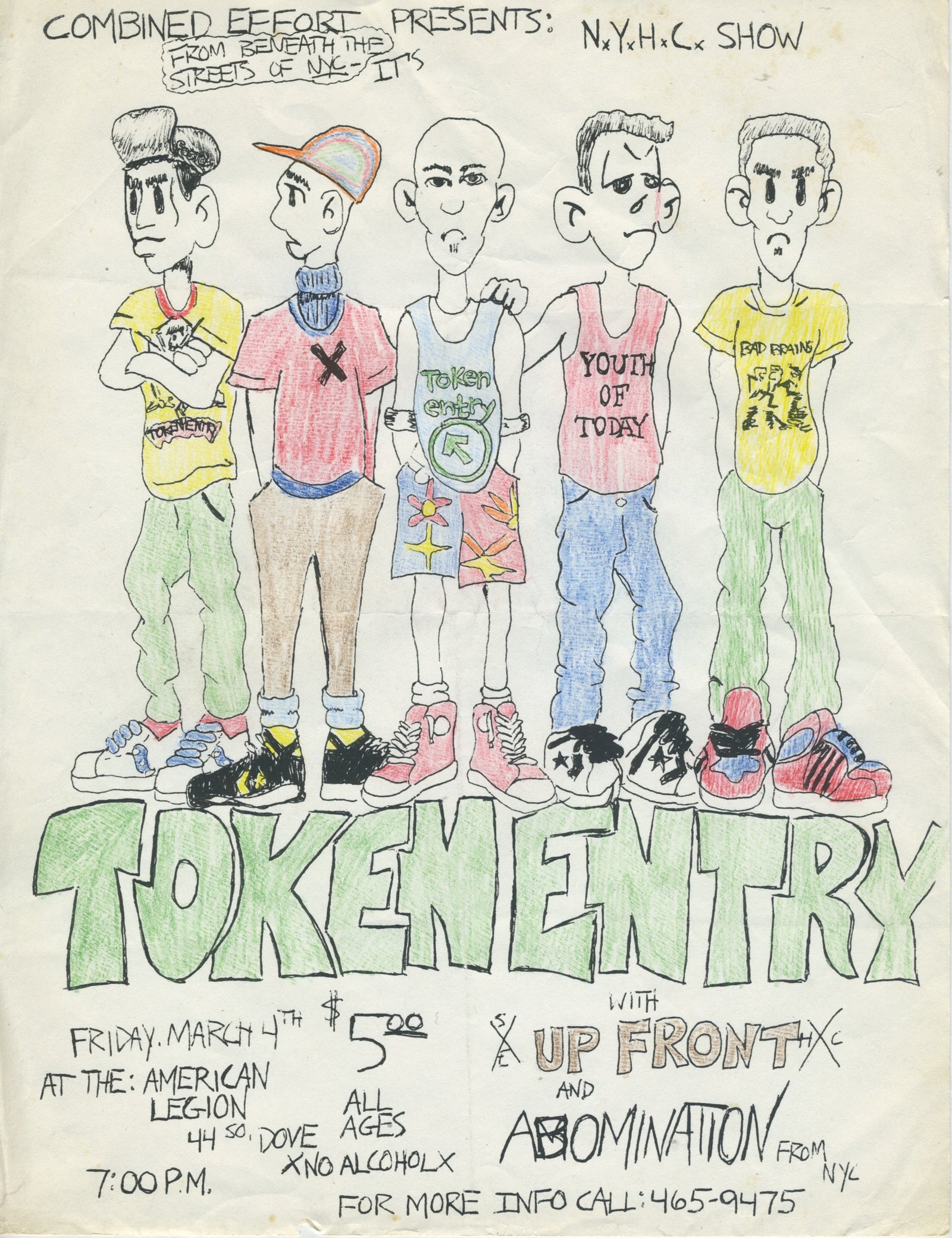 Vintage Token Entry at The American Legion "Up Front Abomination" Hardcore Flyer - jointcustodydc