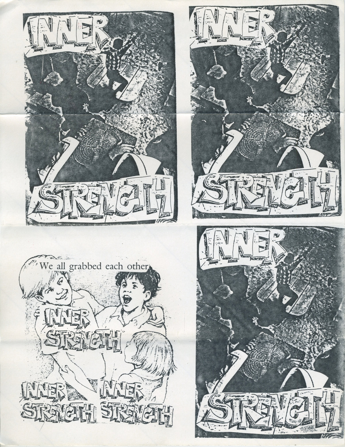 Vintage Uncut Inner Strength &quot;Stop And Think Fanzine&quot; Crack N&#39; Peel Sticker Sheet