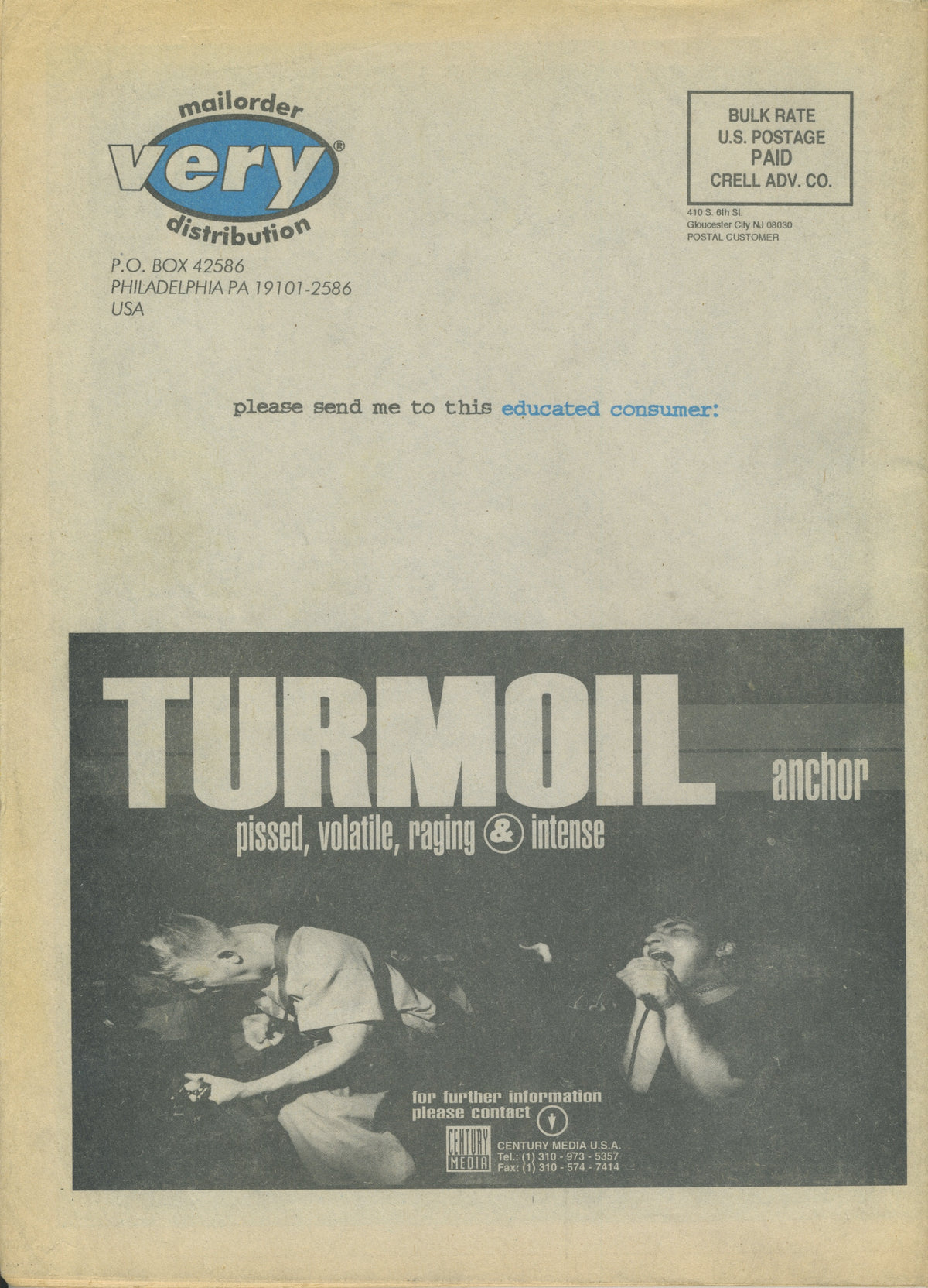 Vintage Very Distribution "Hardcore" Mailorder Catalog '97 - jointcustodydc