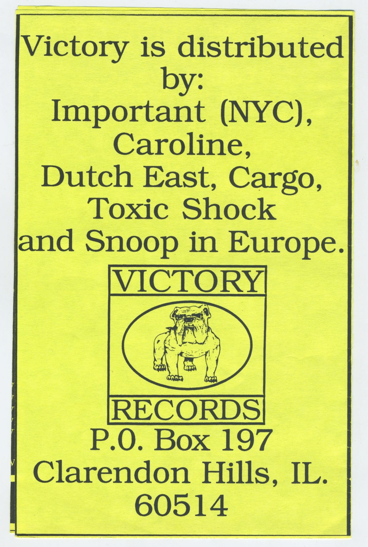 Vintage Victory Records &#39;91 Catalog + Victory Auction List Flyer