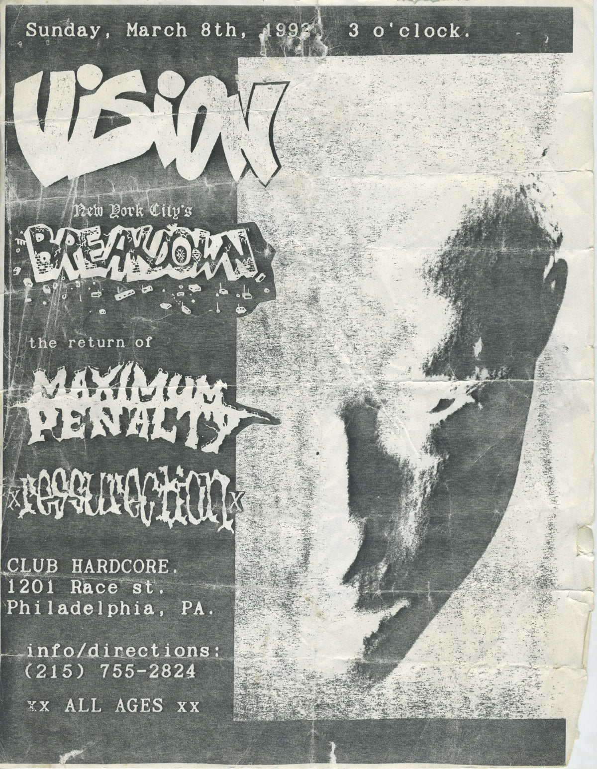 Vintage Vision Breakdown Maximum Penalty Ressurection &quot;Club Hardcore&quot; Philly PA Show