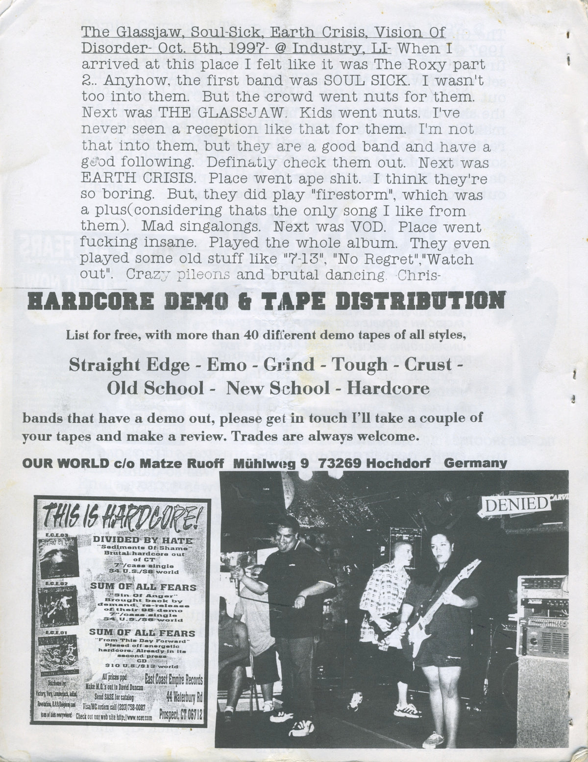 Vintage What Lies Ahead &quot;Hardcore&quot; Fanzine Issue #1