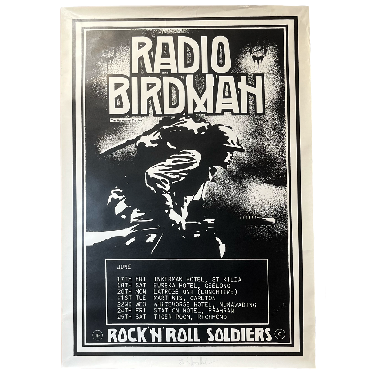 Vintage Radio Birdman &quot;Rock N&#39; Roll Soldiers&quot; Warwick Gilbert Signed Poster