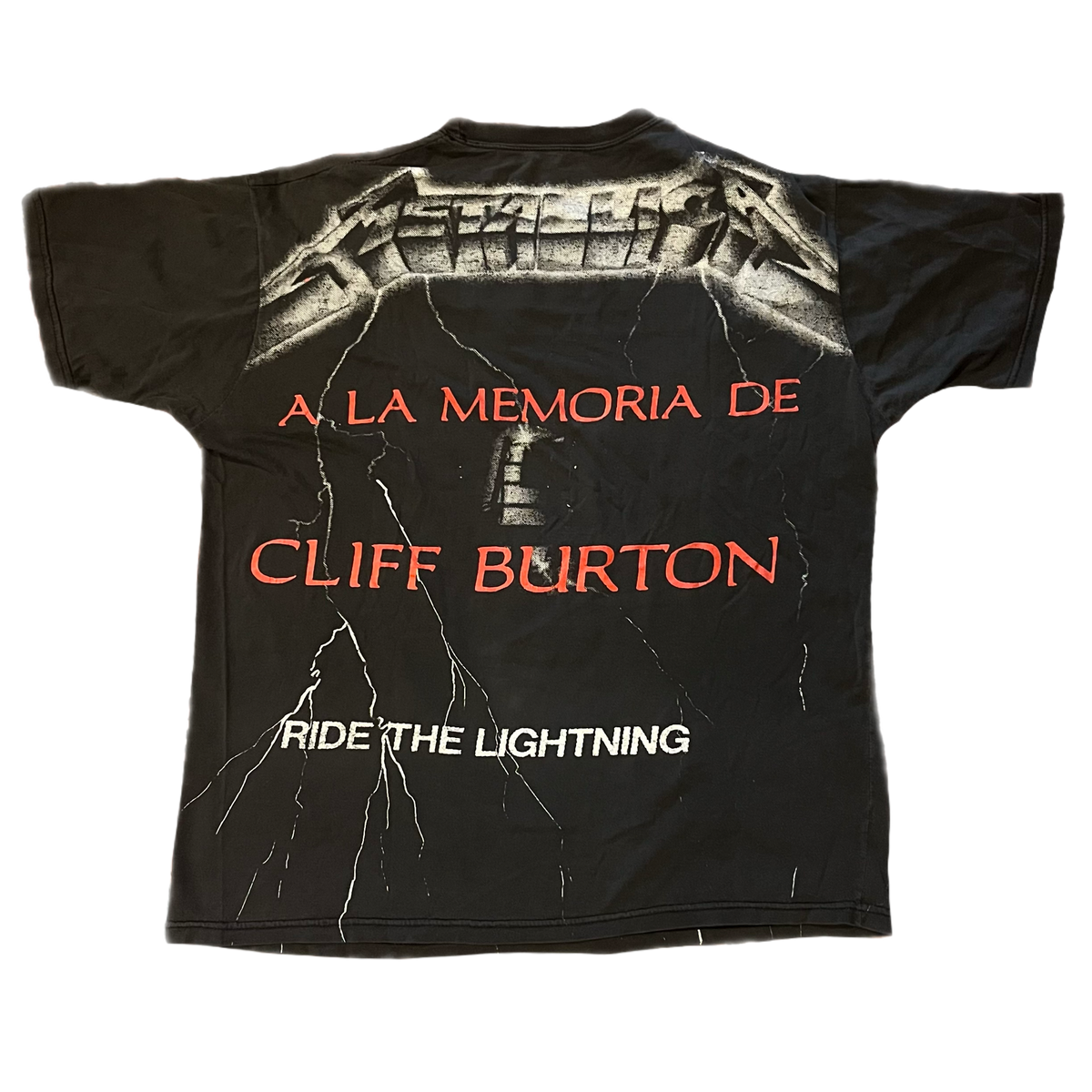 Vintage Metallica &quot;Cliff Burton&quot; Ride The Lightning Spanish Memorial T-Shirt