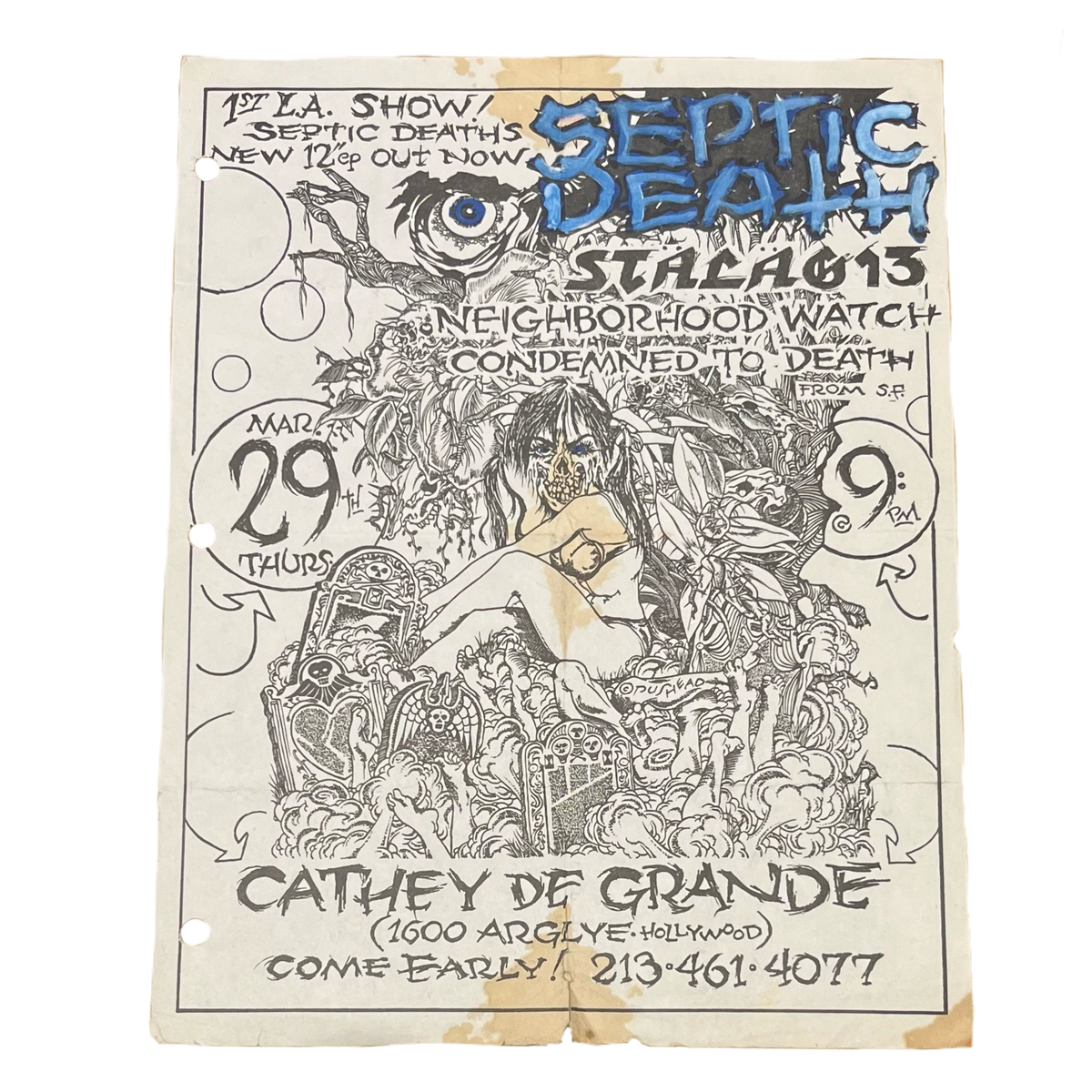 Vintage Septic Death 1st LA Show &quot;Cathay De Grande&quot; Hollywood Show Flyer