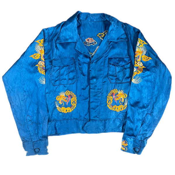 Vintage WWII Japanese Embroidered Silk "Souvenir" Tour Jacket