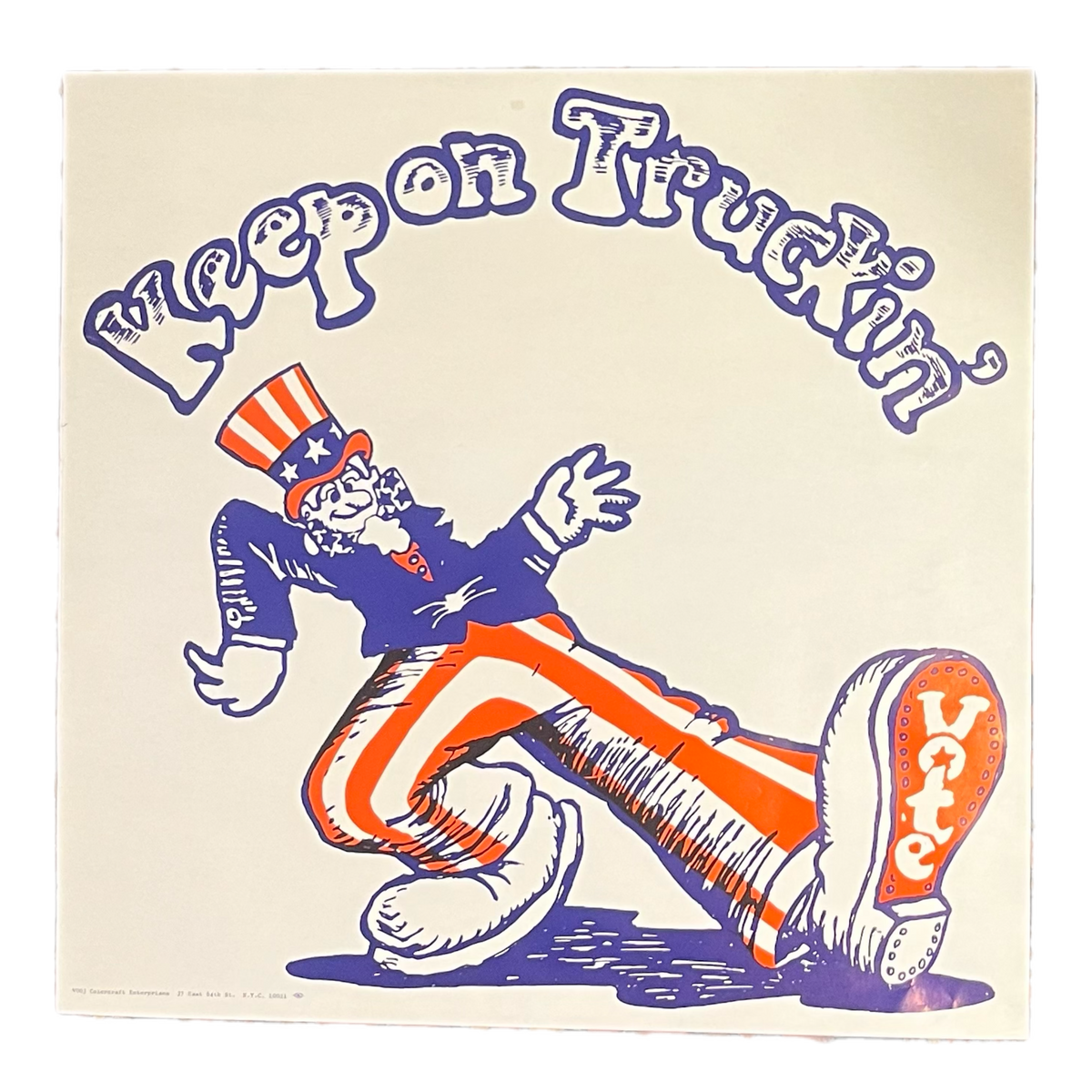 Vintage Robert Crumb &quot;Keep On Truckin&#39;&quot; U.S.A. VOTE NYC Poster