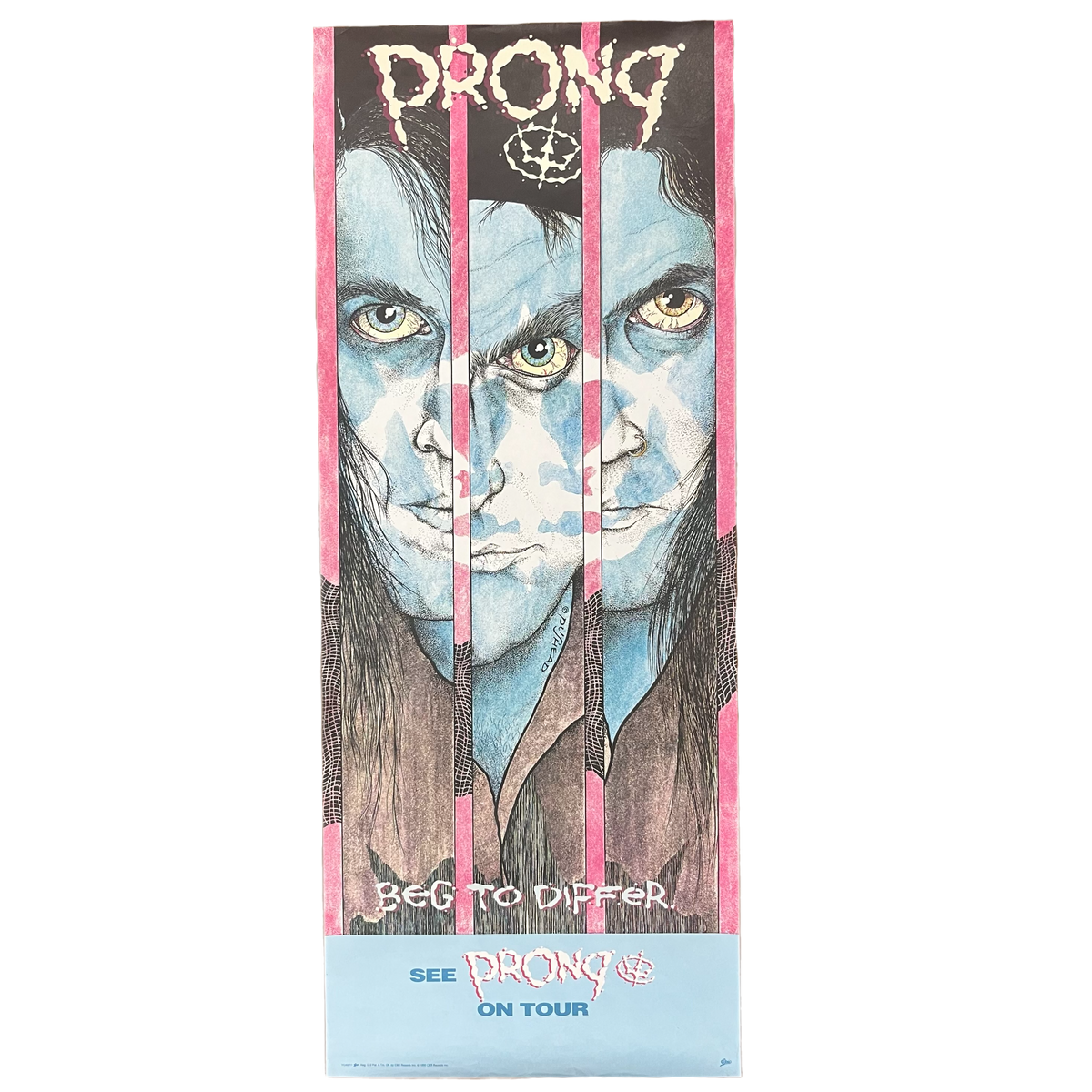 Vintage Prong &quot;Beg To Differ&quot; Pushead CBS Records Poster