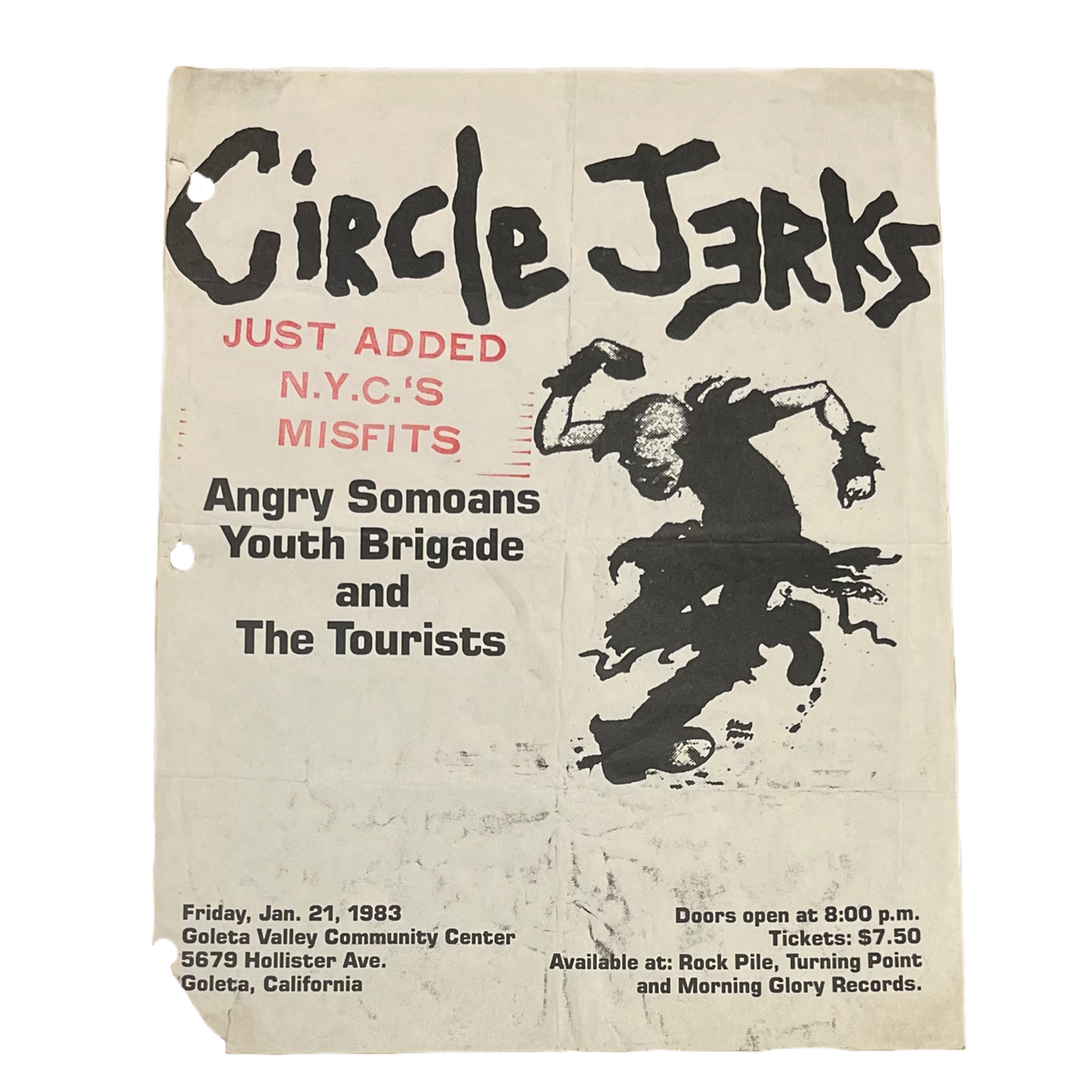 Vintage Circle Jerks Misfits Youth Brigade &quot;Goleta, CA&quot; Show Flyer