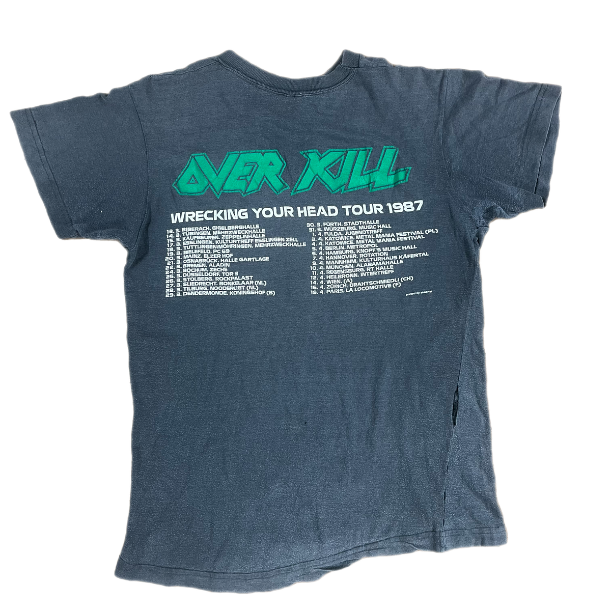 Vintage Overkill &quot;Taking Over Europe&quot; Wrecking Your Head Tour T-Shirt