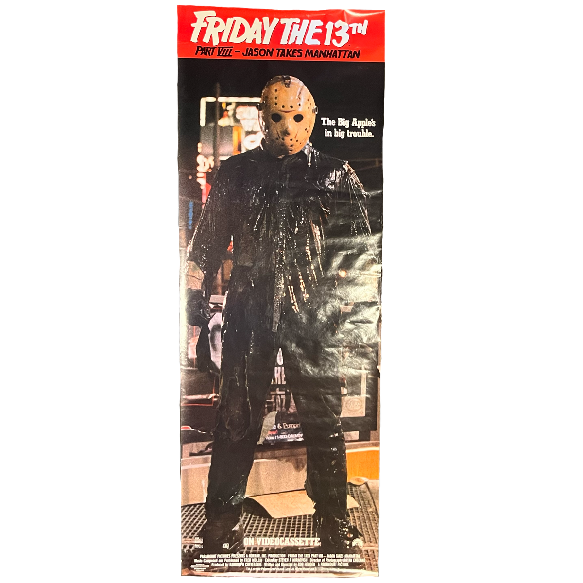 Vintage Friday The 13th Part VIII &quot;Jason Takes Manhattan&quot; Promotional Paramount Pictures Door Poster