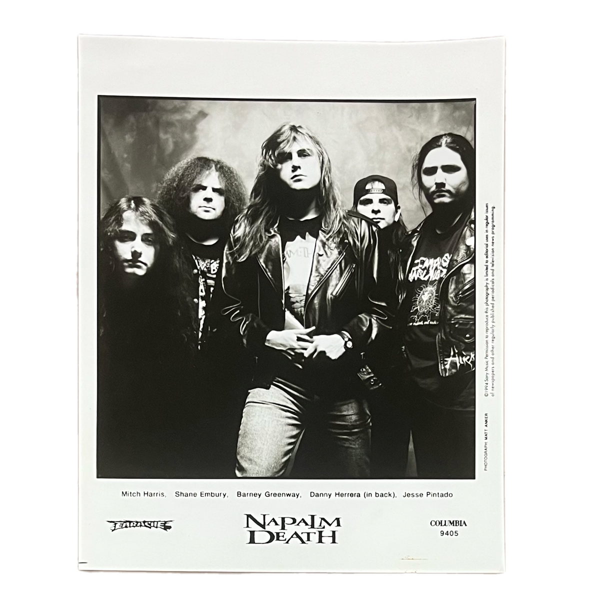Vintage Napalm Death &quot;Earache Columbia&quot; 1994 Matt Anker Glossy Promo Press Photo